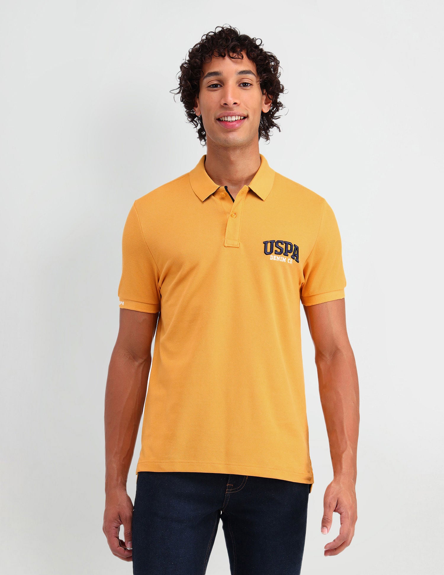 Muscle Fit Pure Cotton Polo Shirt Mustard - U.S. Polo Assn. India | Large