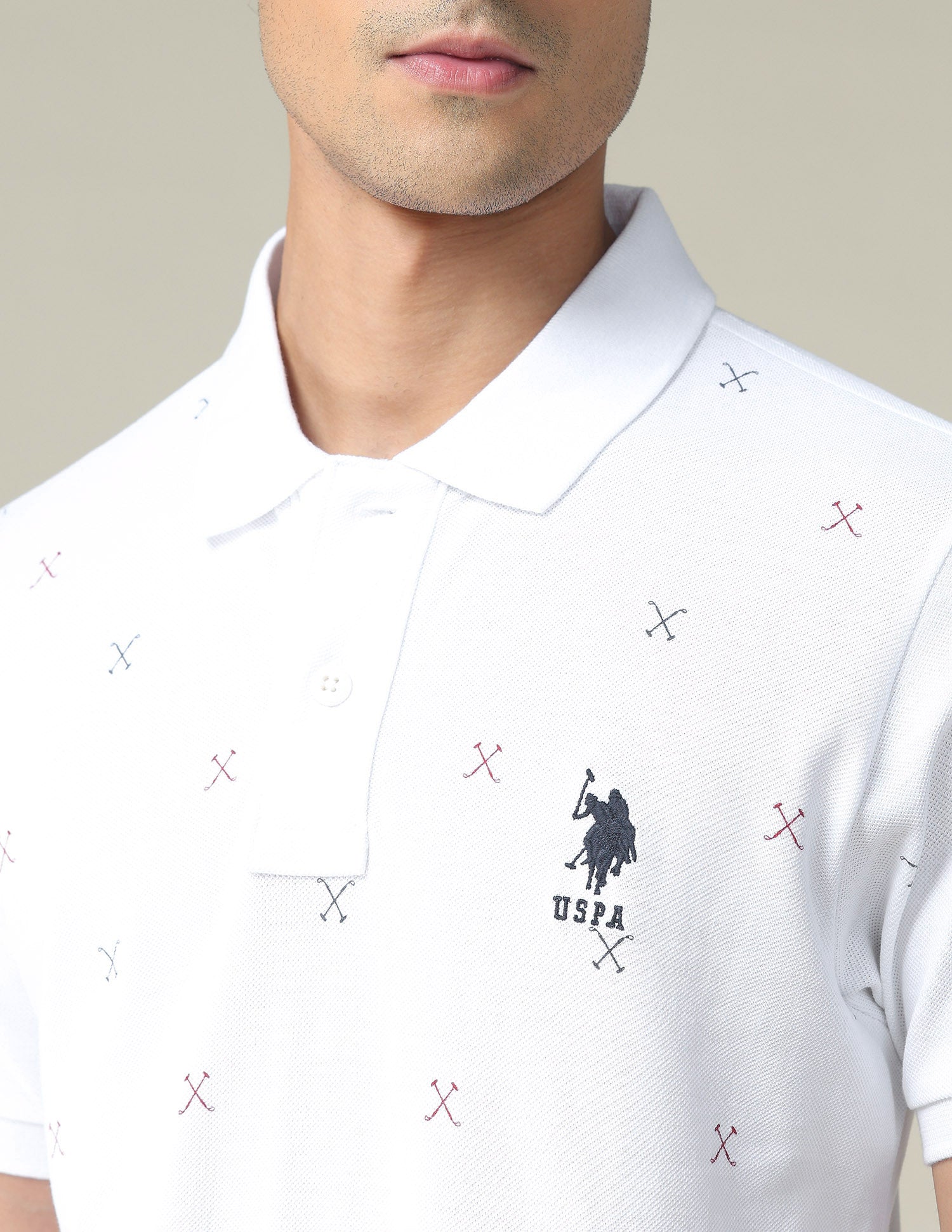 All Over Brand Print Polo Shirt White - U.S. POLO ASSN. | Large