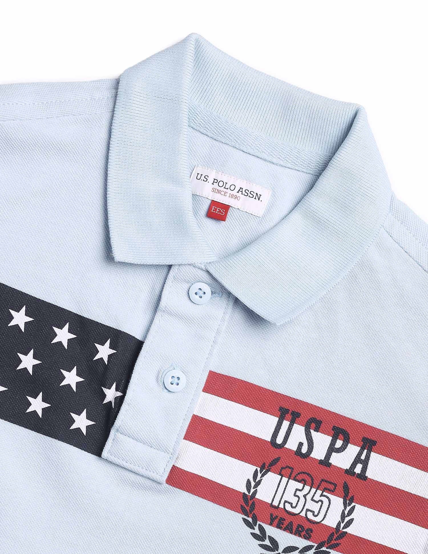 Boys Brand Printed Regular Fit Polo Shirt Blue - U.S. POLO ASSN. | Large