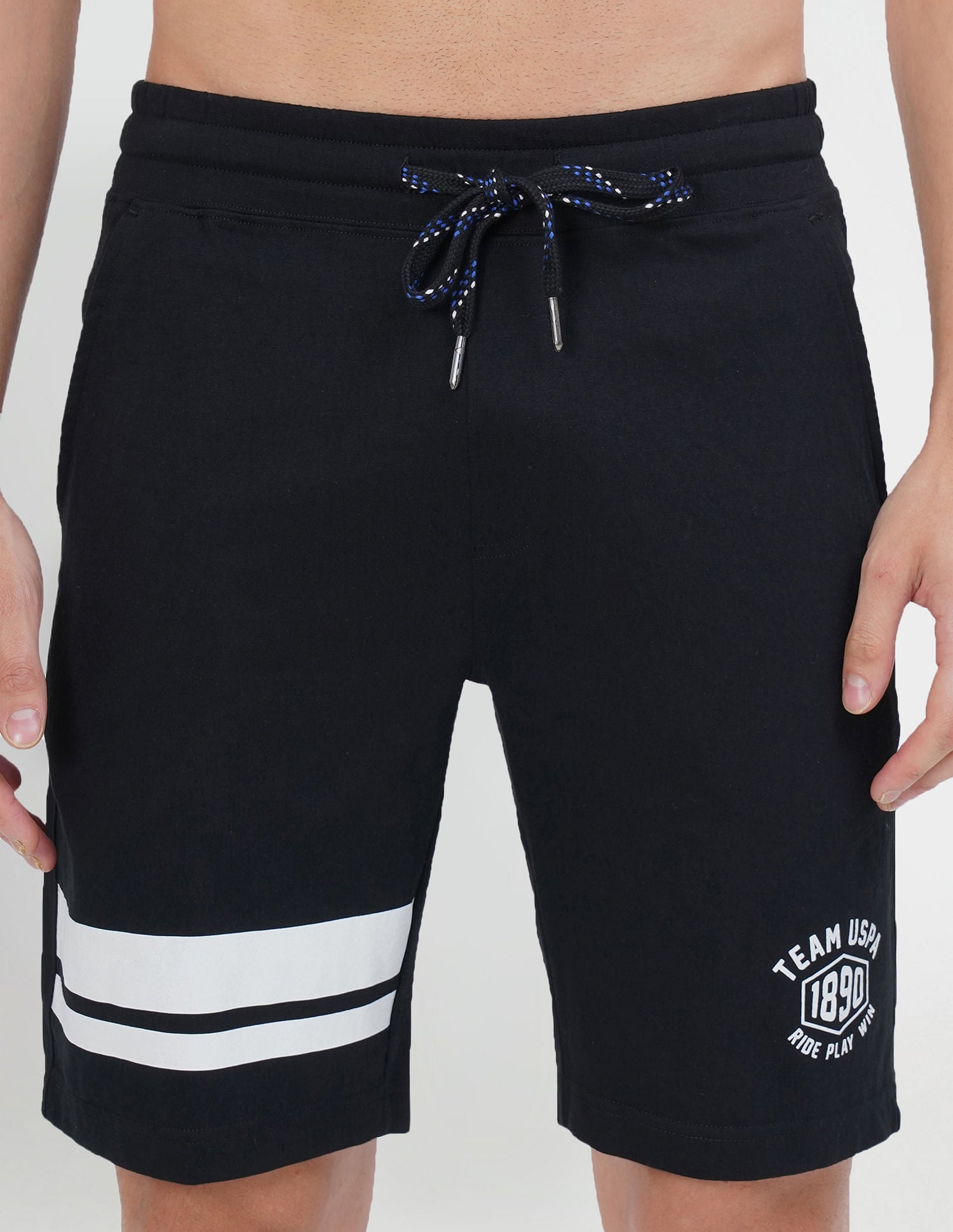 Elasticized Waist Stripe Logo IYAP Knit Shorts - Pack Of 1 Black - U.S. POLO ASSN. | Large