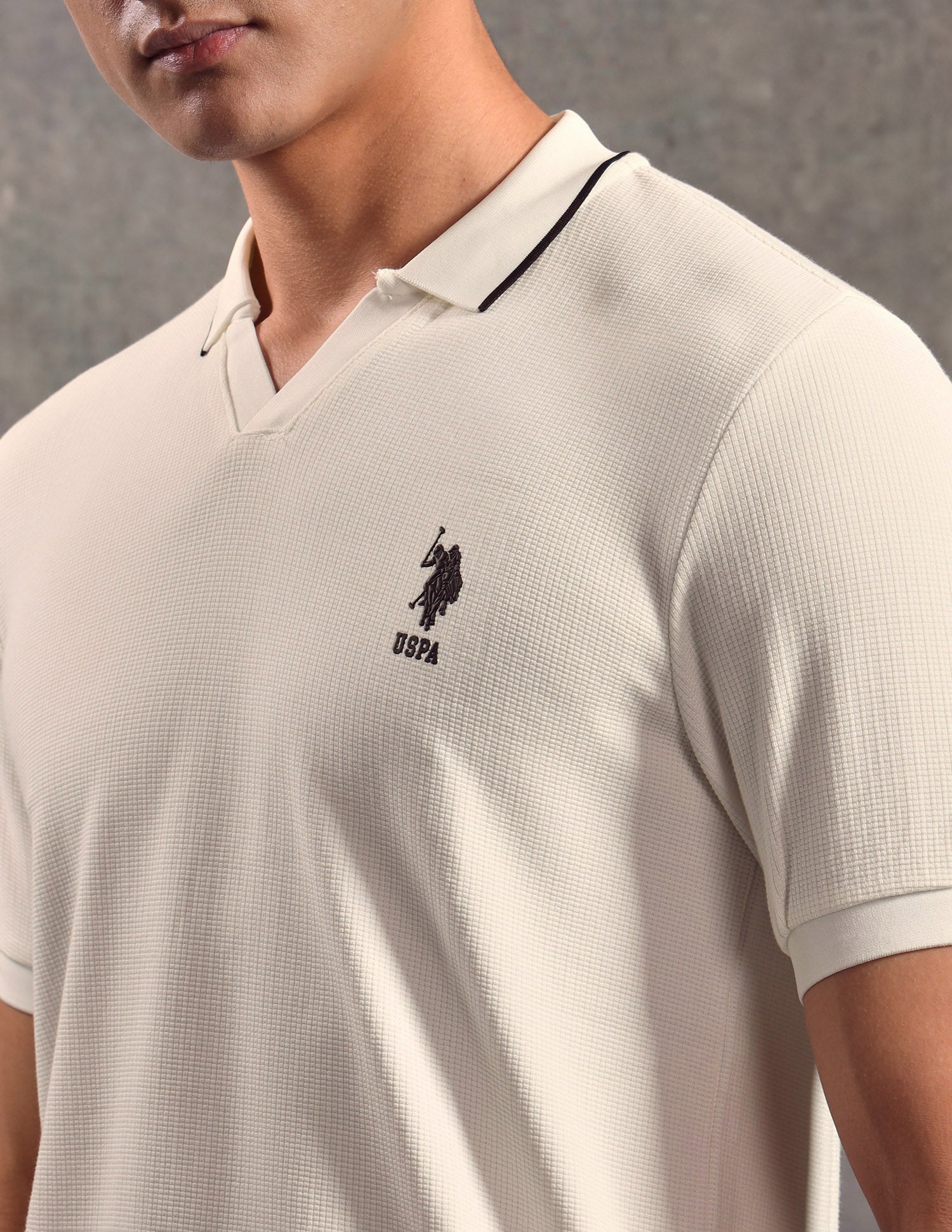 Textured Regular Fit Polo shirt Off White - U.S. POLO ASSN. | Large