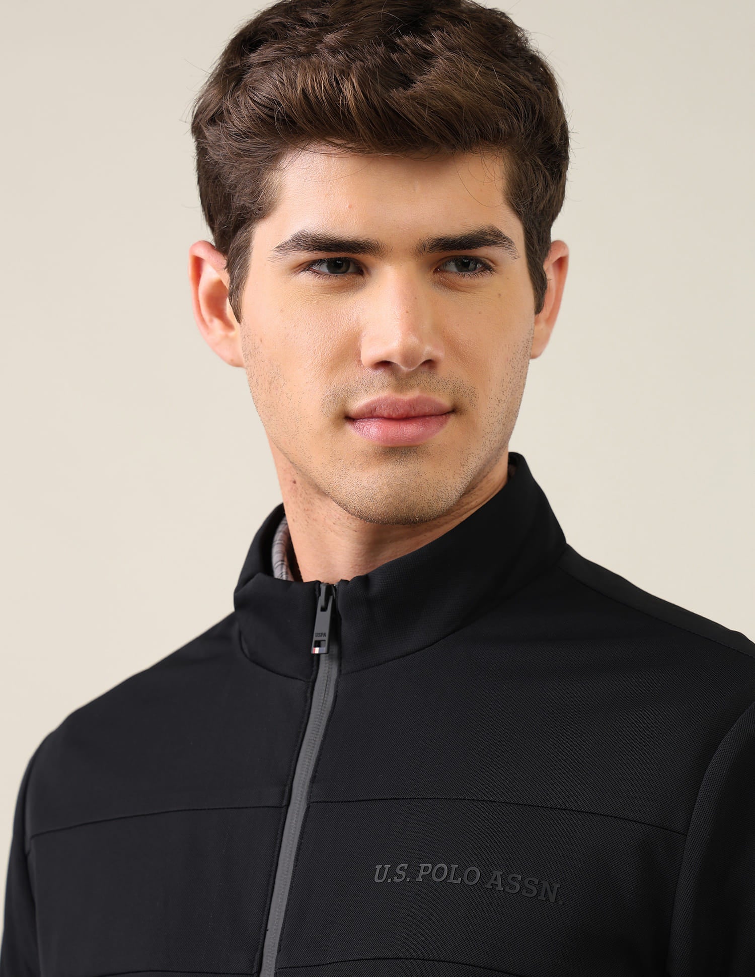 Solid Regular Fit Jacket Black - U.S. Polo Assn. India | Large