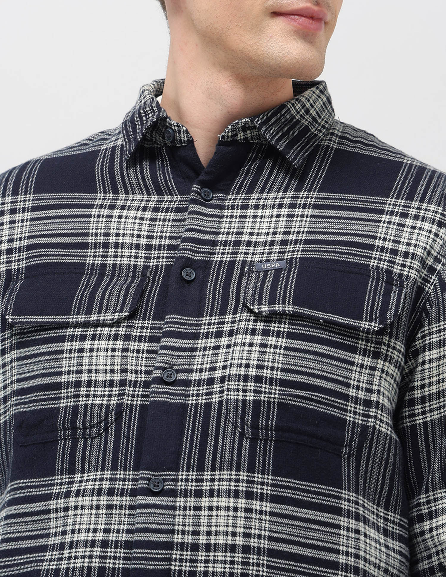 Tartan Checked Slim Fit Shirt Black - U.S. POLO ASSN. | Large