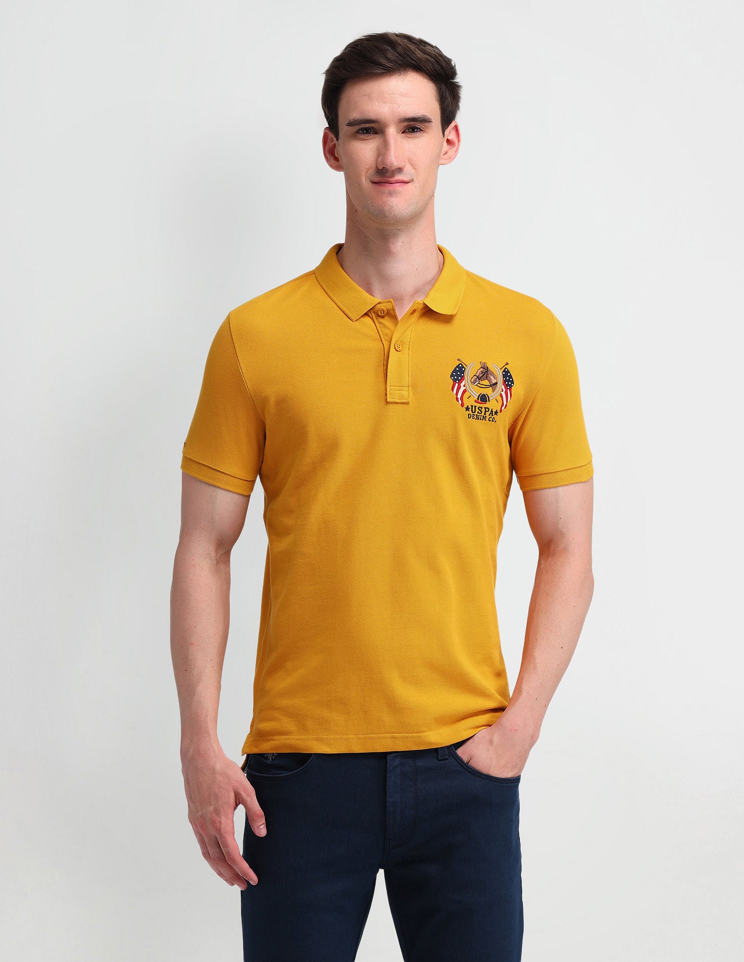 Solid Slim Fit Polo Shirt Mustard - U.S. POLO ASSN. | Large