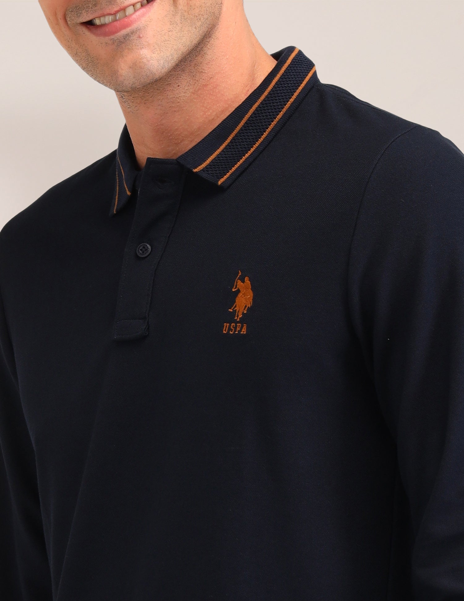 Solid Slim Fit Polo Shirts Navy - U.S. Polo Assn. India | Large
