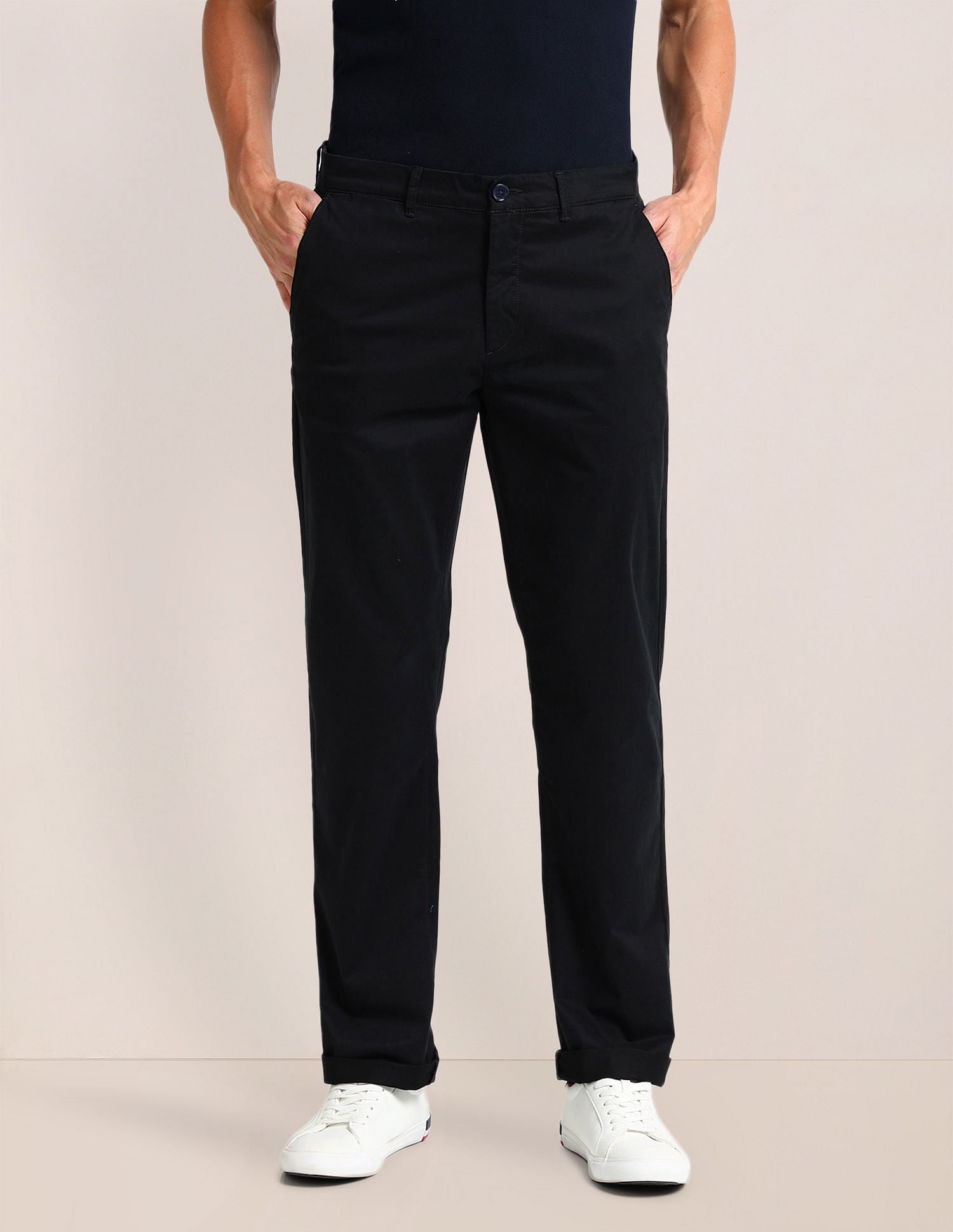 Riley Fit Solid Trousers Black - U.S. Polo Assn. India | Large