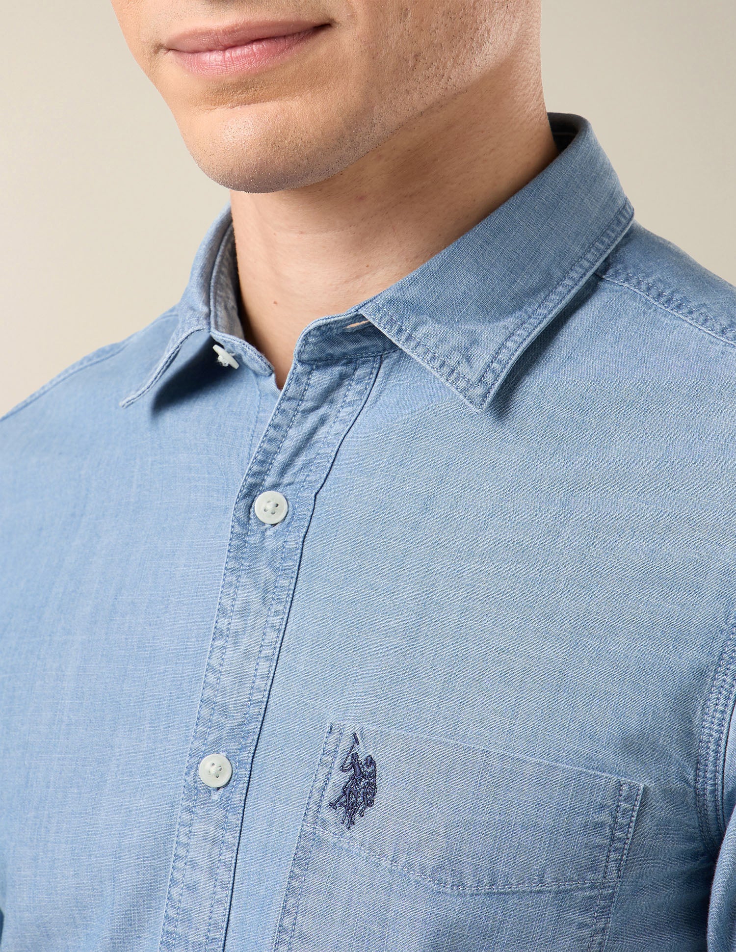 Solid Regular Fit Shirt Indigo - U.S. Polo Assn. India | Large
