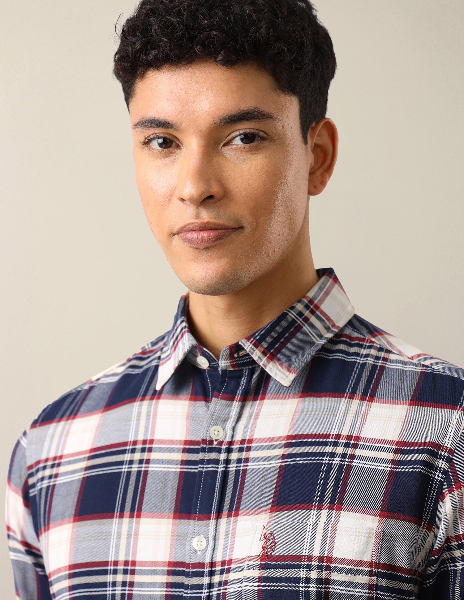 Twill Plaid Checked Shirt Navy - U.S. Polo Assn. India | Large