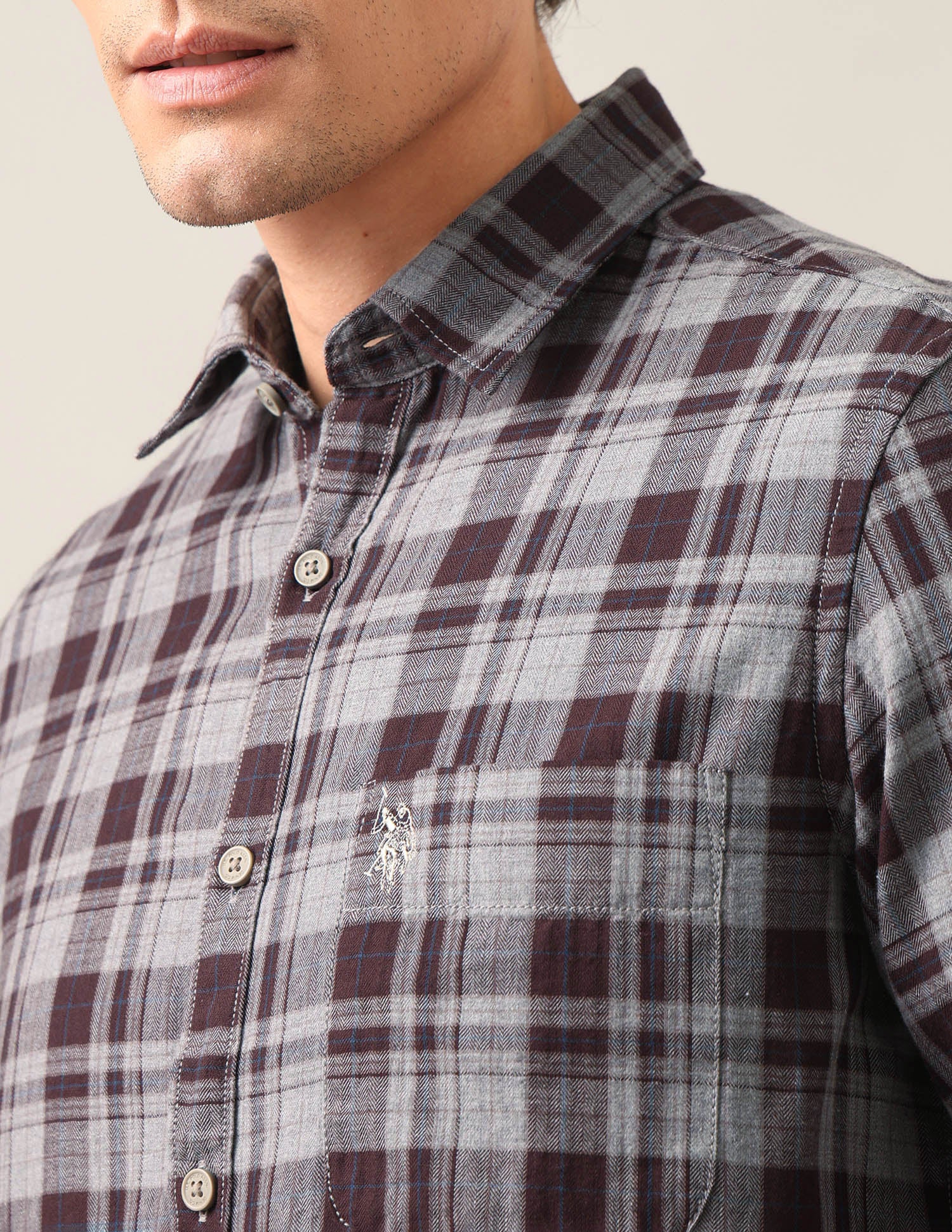 Tartan Checked Twill Shirt Brown - U.S. Polo Assn. India | Large