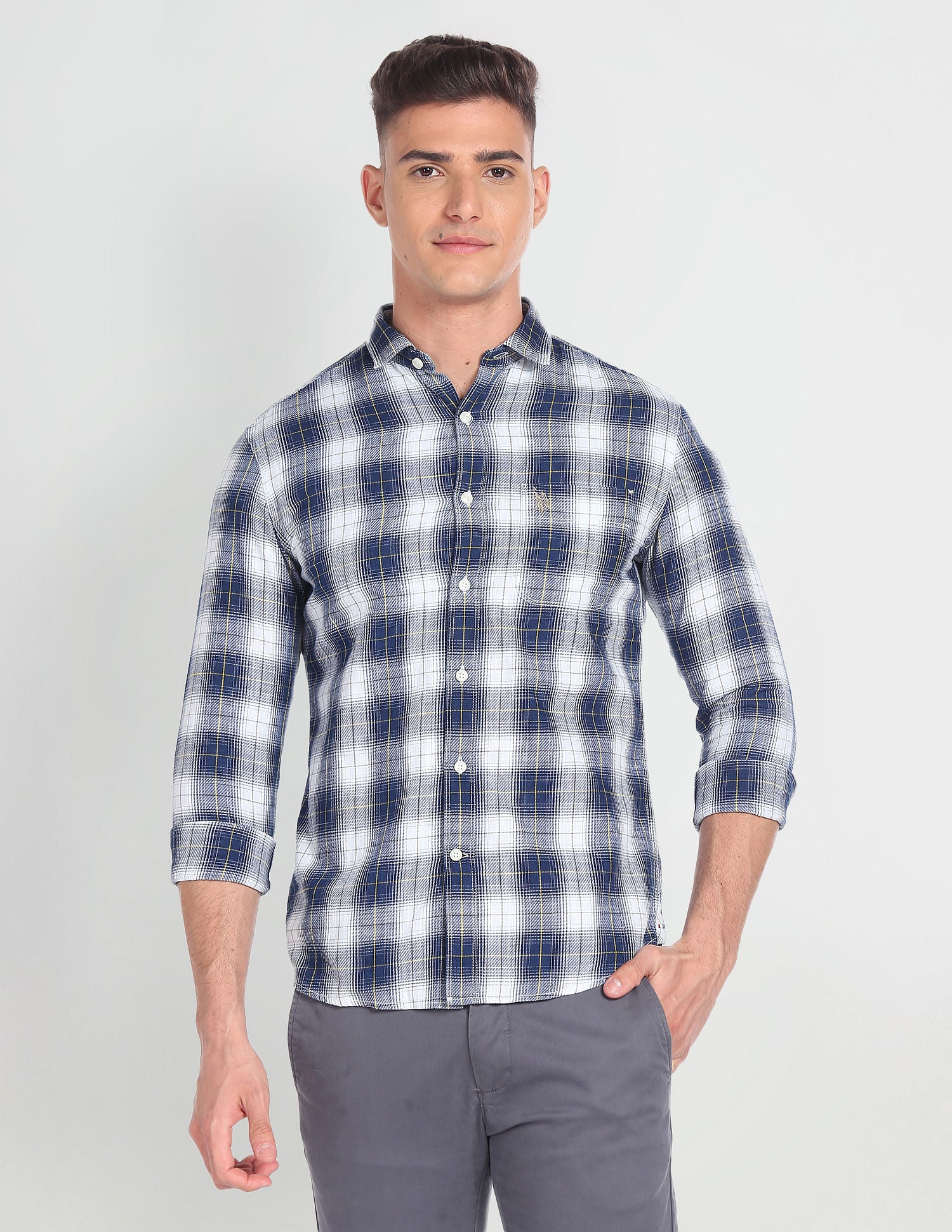 Dupplin Check Twill Shirt Indigo - U.S. POLO ASSN. | Large