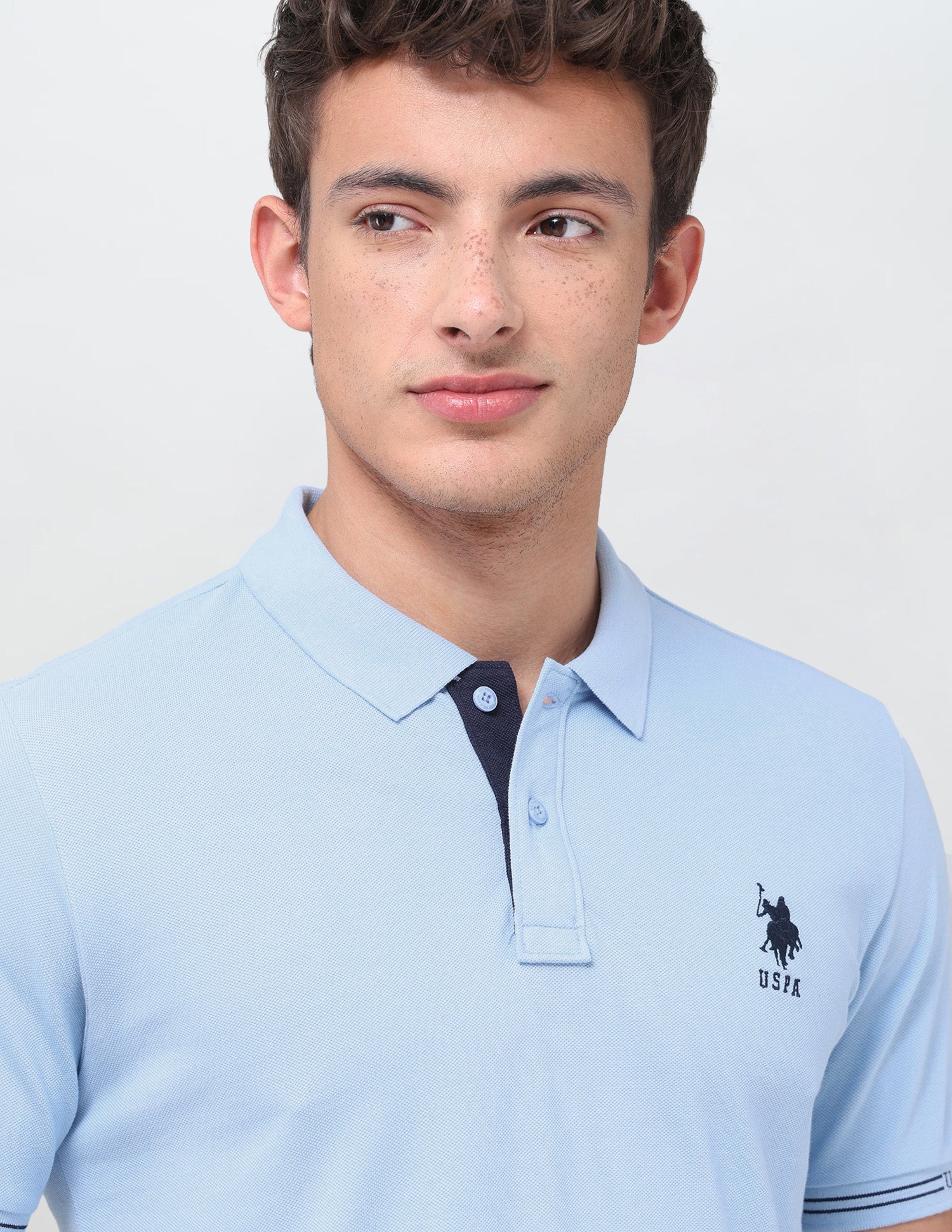 Solid Regular Fit Polo Shirt Light Blue - U.S. Polo Assn. India | Large
