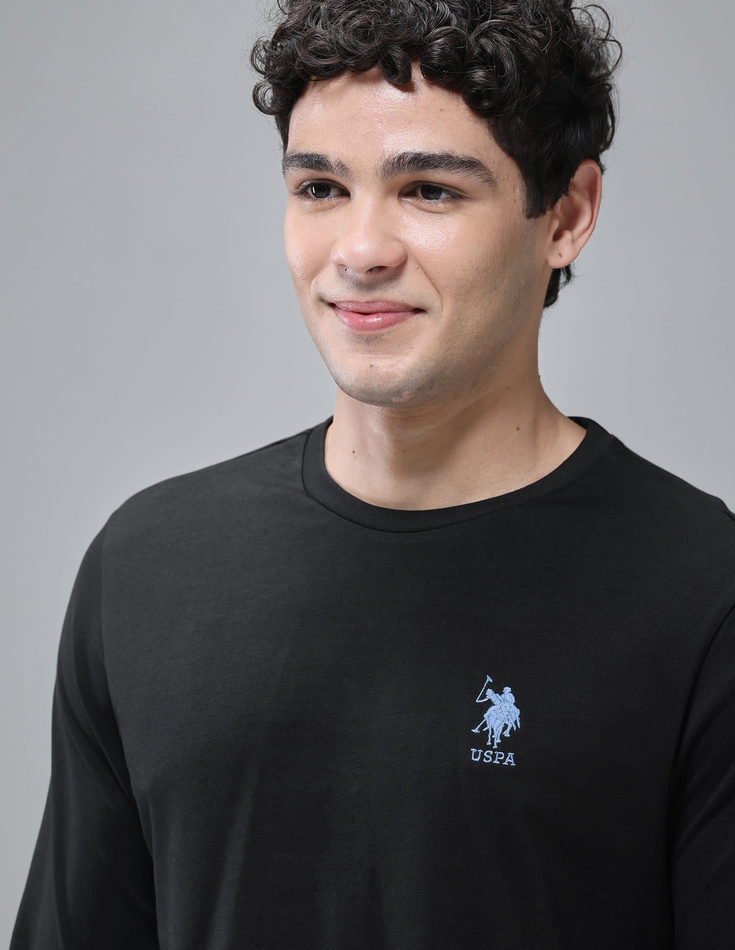 Pure Cotton Long Sleeve I693 Lounge T-Shirt - Pack Of 1 Black - U.S. Polo Assn. India | Large
