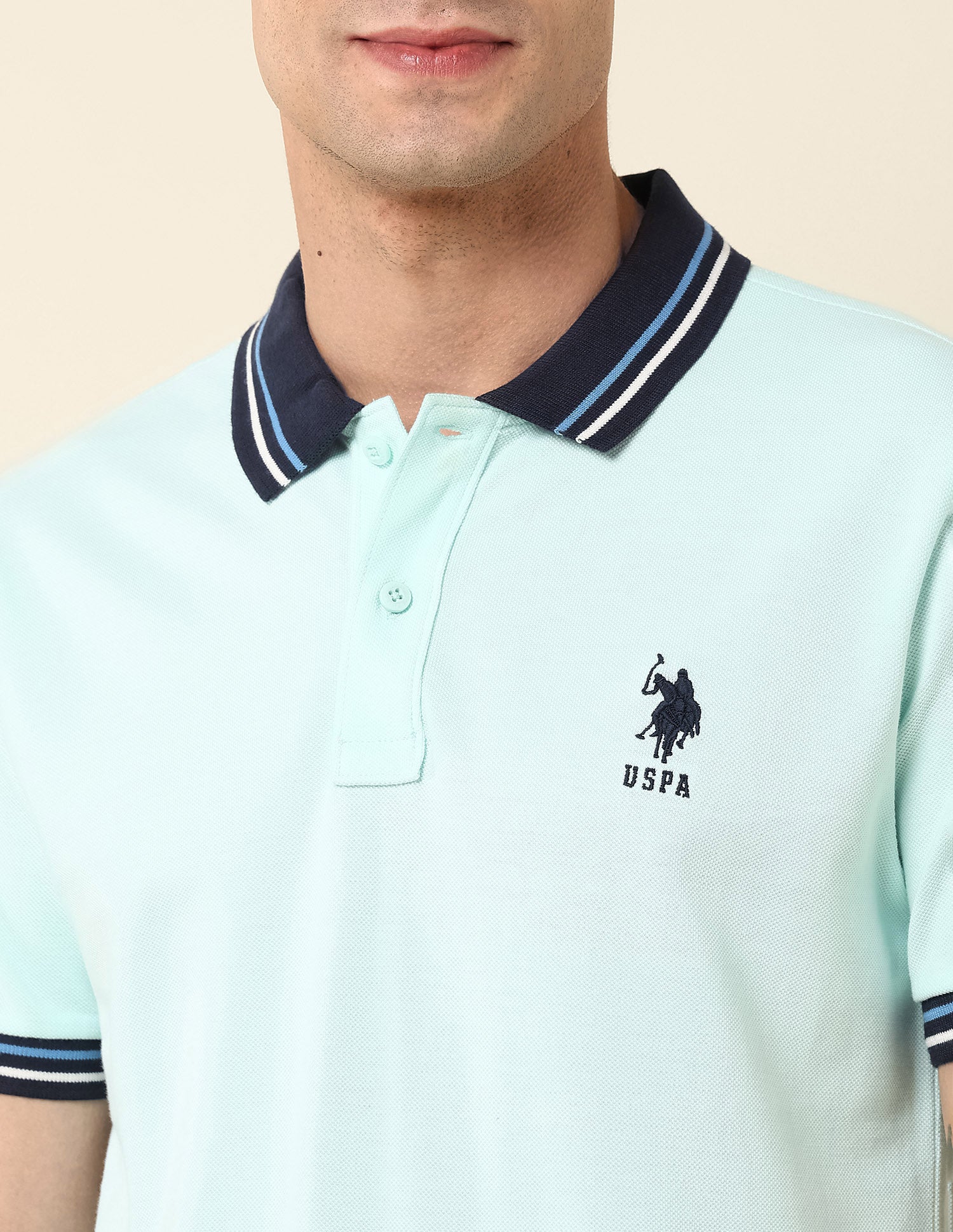 Pure Cotton Slim Fit Polo Shirt Light Green - U.S. Polo Assn. India | Large