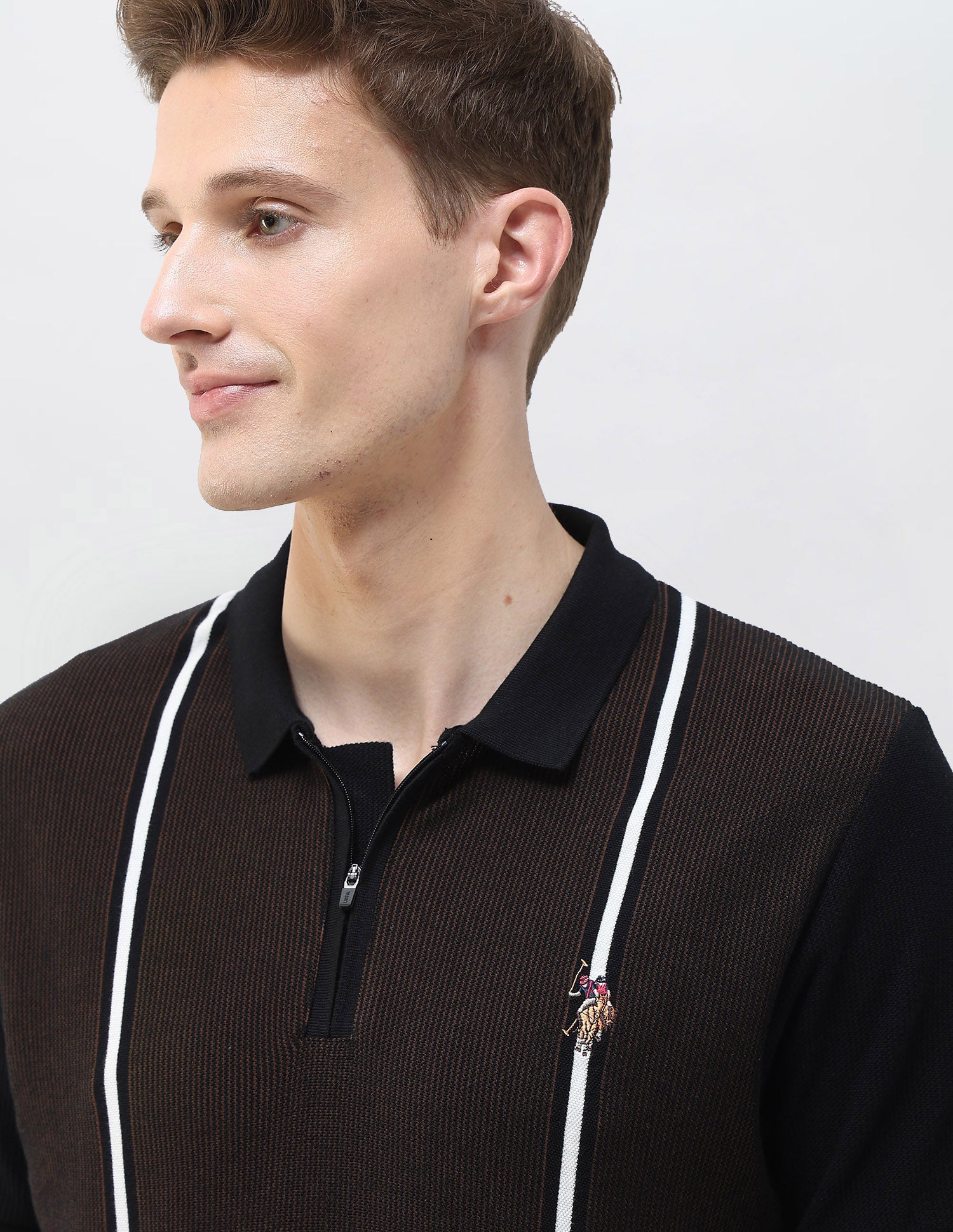 Vertical Striped Summer House Polo Shirt Black - U.S. Polo Assn. India | Large