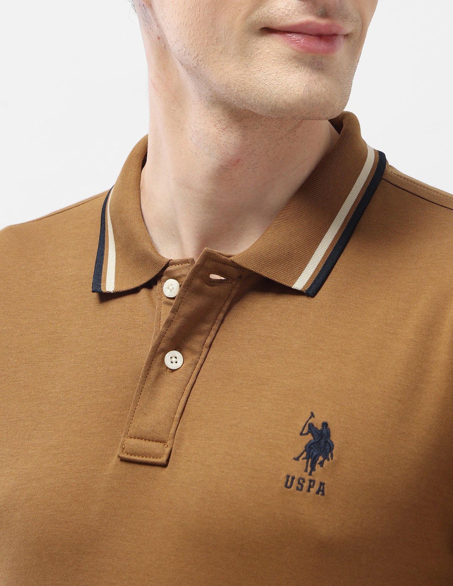 Solid Slim Fit Polo Shirt Brown - U.S. Polo Assn. India | Large