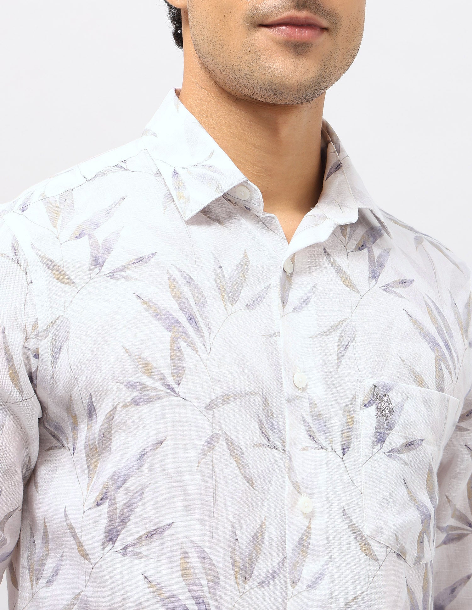 Tropical Printed Tailored Fit Shirt Grey - U.S. POLO ASSN. | Large