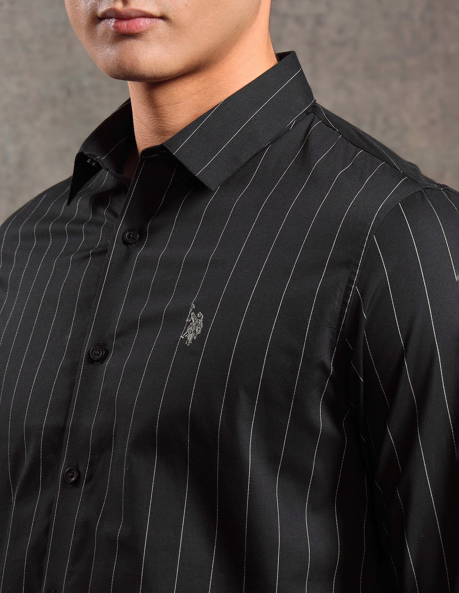 Vertical Striped Slim Fit Shirt Black - U.S. POLO ASSN. | Large