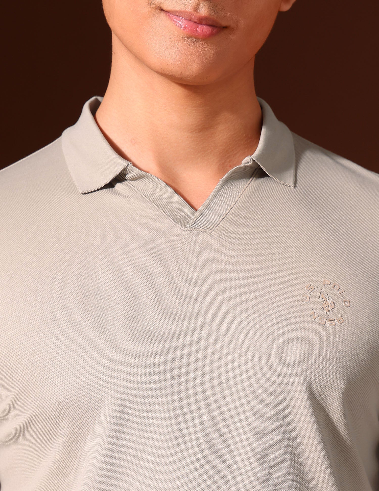 Solid Muscle Fit Polo Shirt Beige - U.S. Polo Assn. India | Large