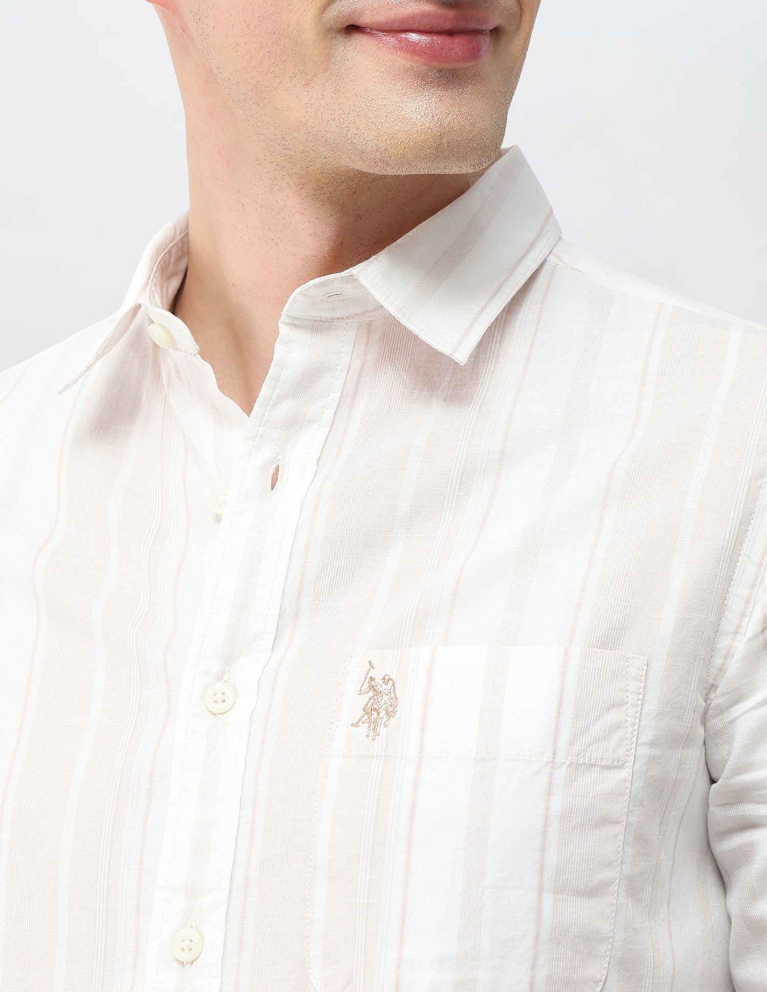 Vertical Striped Regular Fit Shirt Rust - U.S. Polo Assn. India | Large