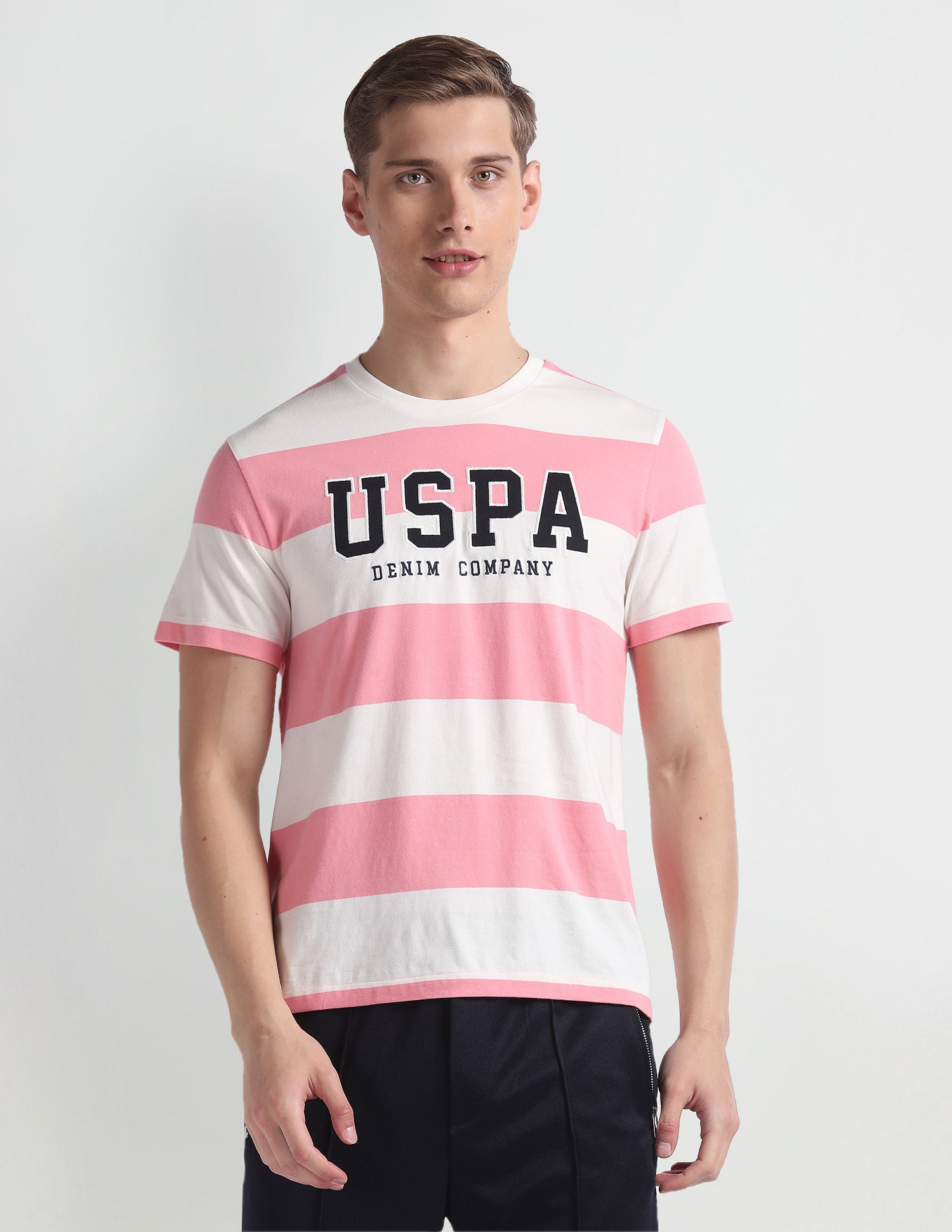 Horizontal Stripe Relaxed T-Shirt Pink - U.S. POLO ASSN. | Large