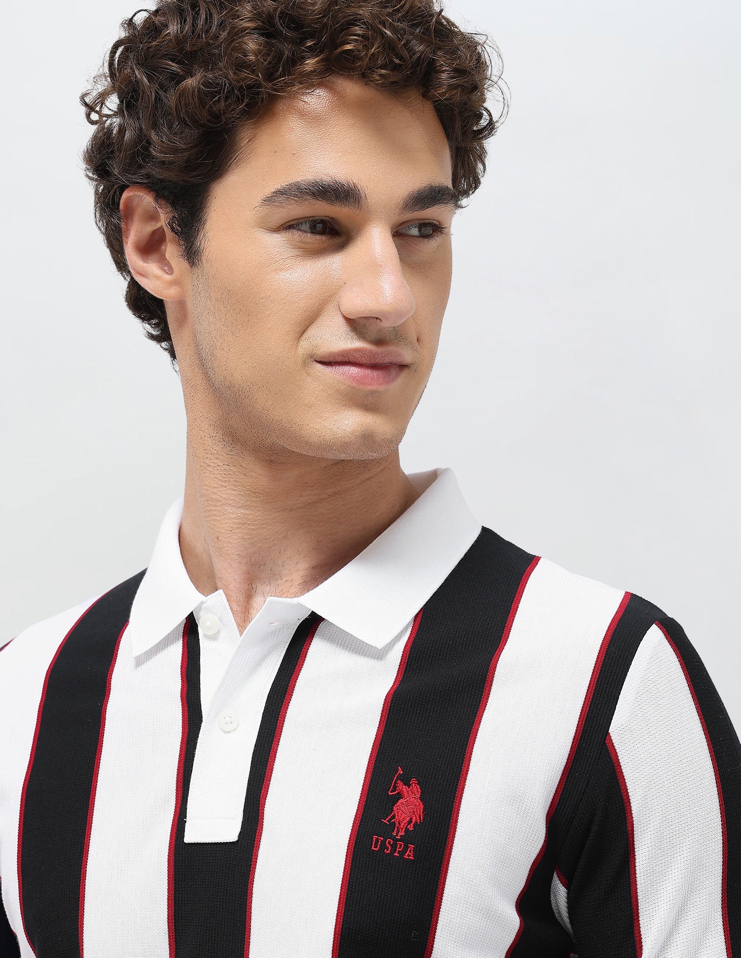 Vertical Striped Slim Fit Polo Shirt White - U.S. Polo Assn. India | Large
