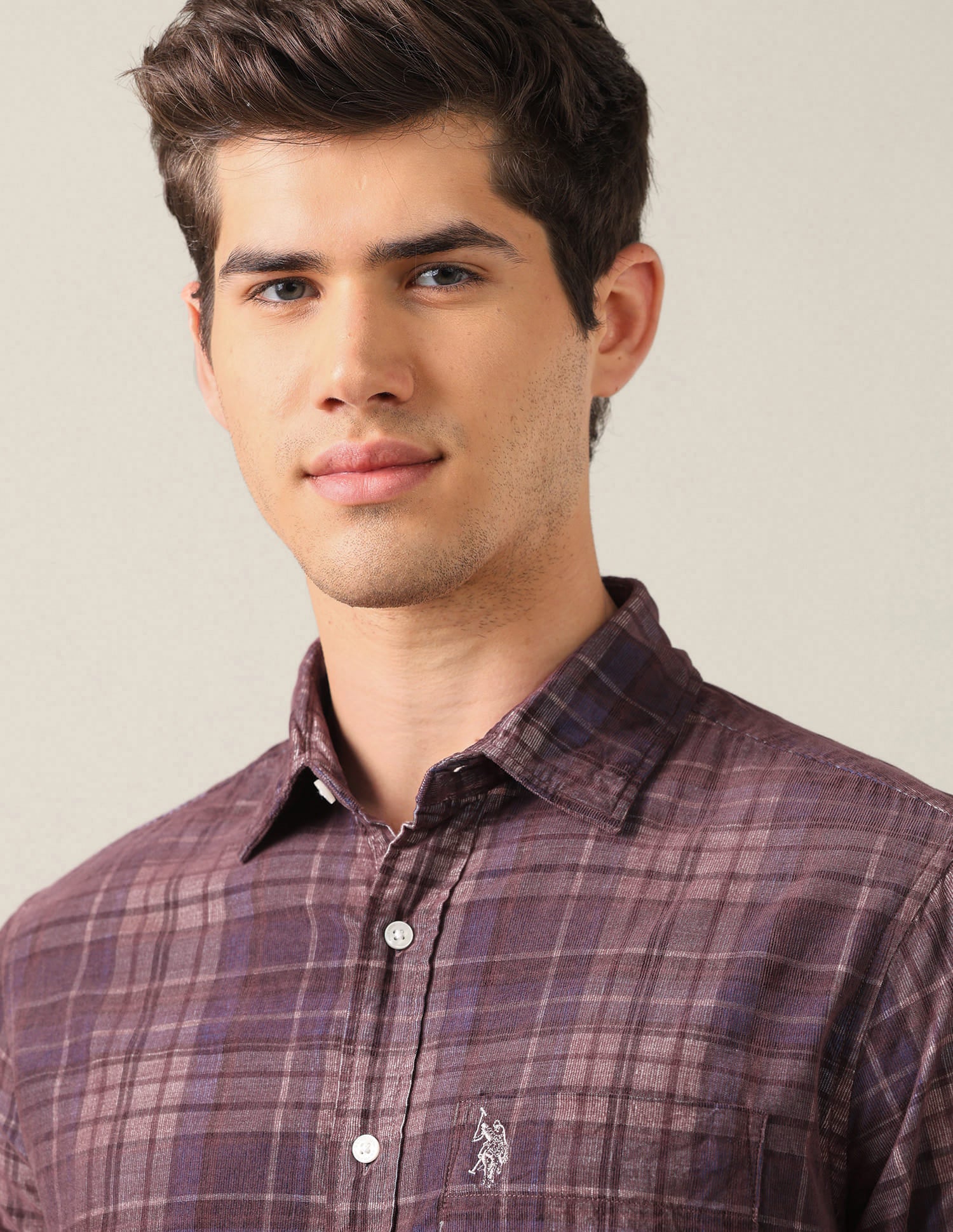 Tailored Fit Corduroy Shirt Brown - U.S. Polo Assn. India | Large