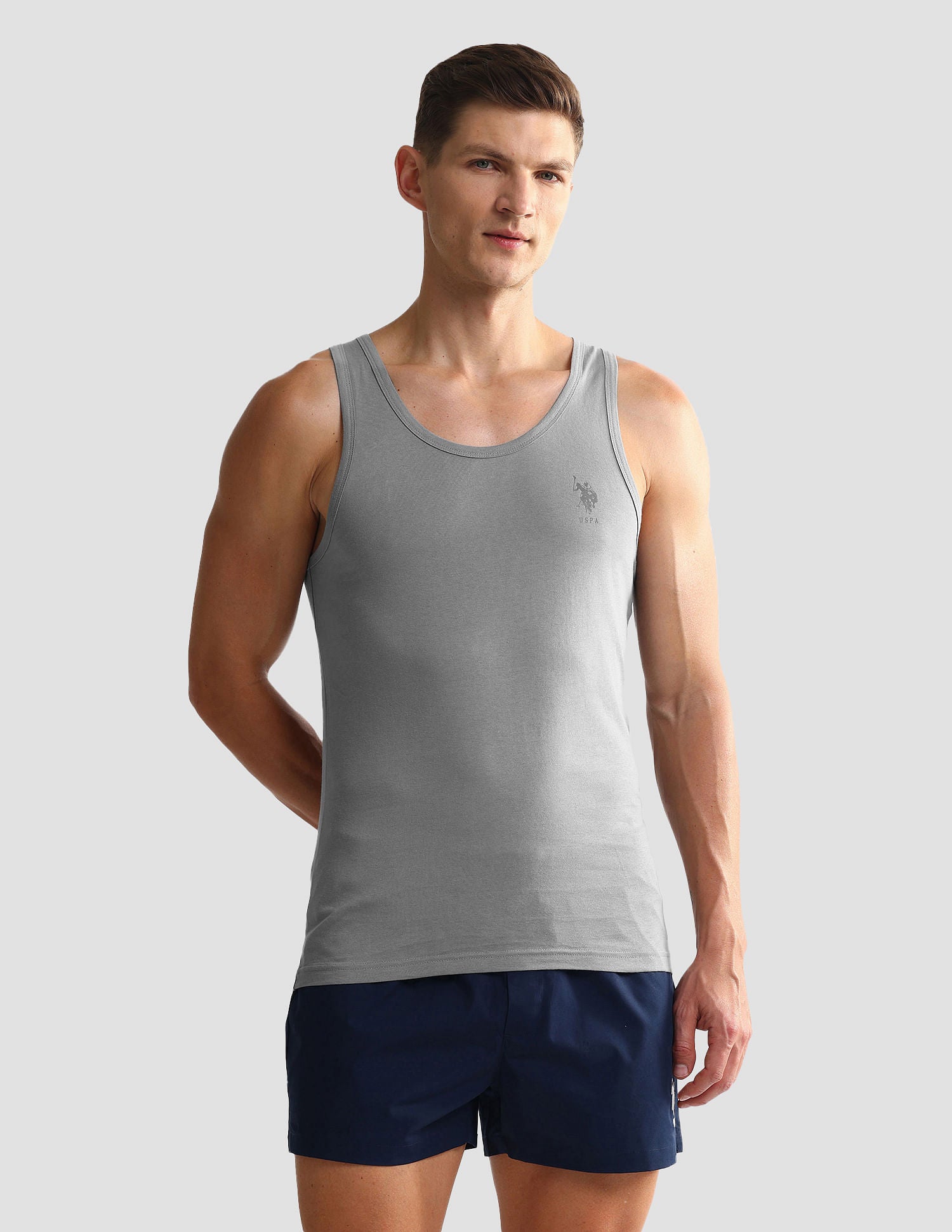 Solid Cotton OEV05 Vest - Pack Of 2 Grey and Navy - U.S. POLO ASSN. | Large