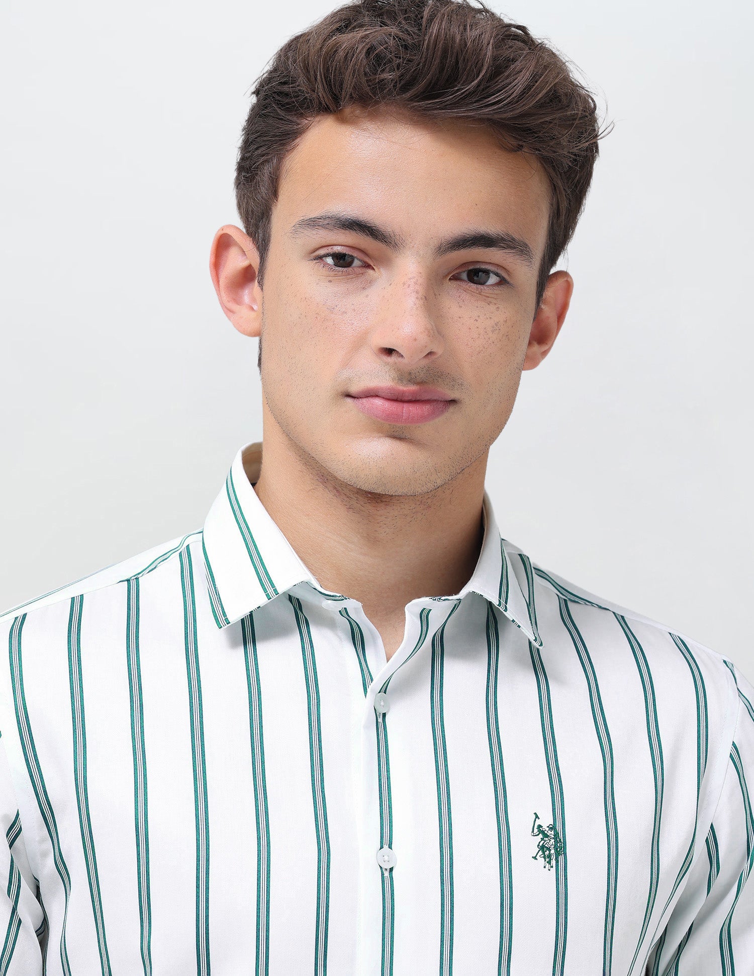 Tailored Fit Vertical Striped Shirt Teal - U.S. Polo Assn. India | Large