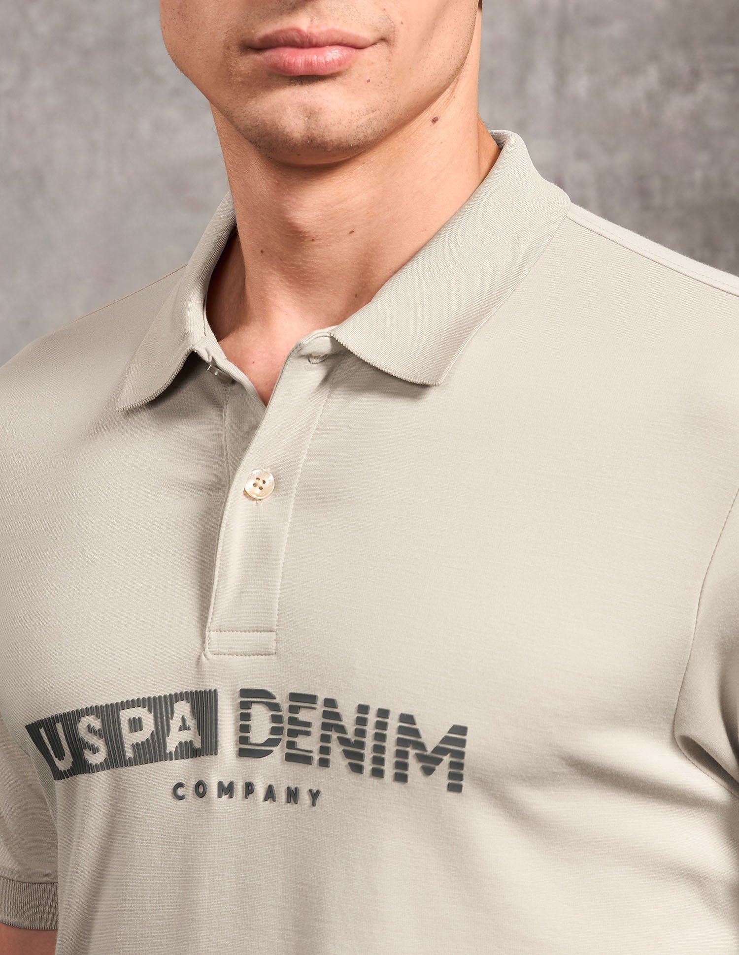 Brand Embossed Black & Gold Polo Shirt Beige - U.S. POLO ASSN. | Large