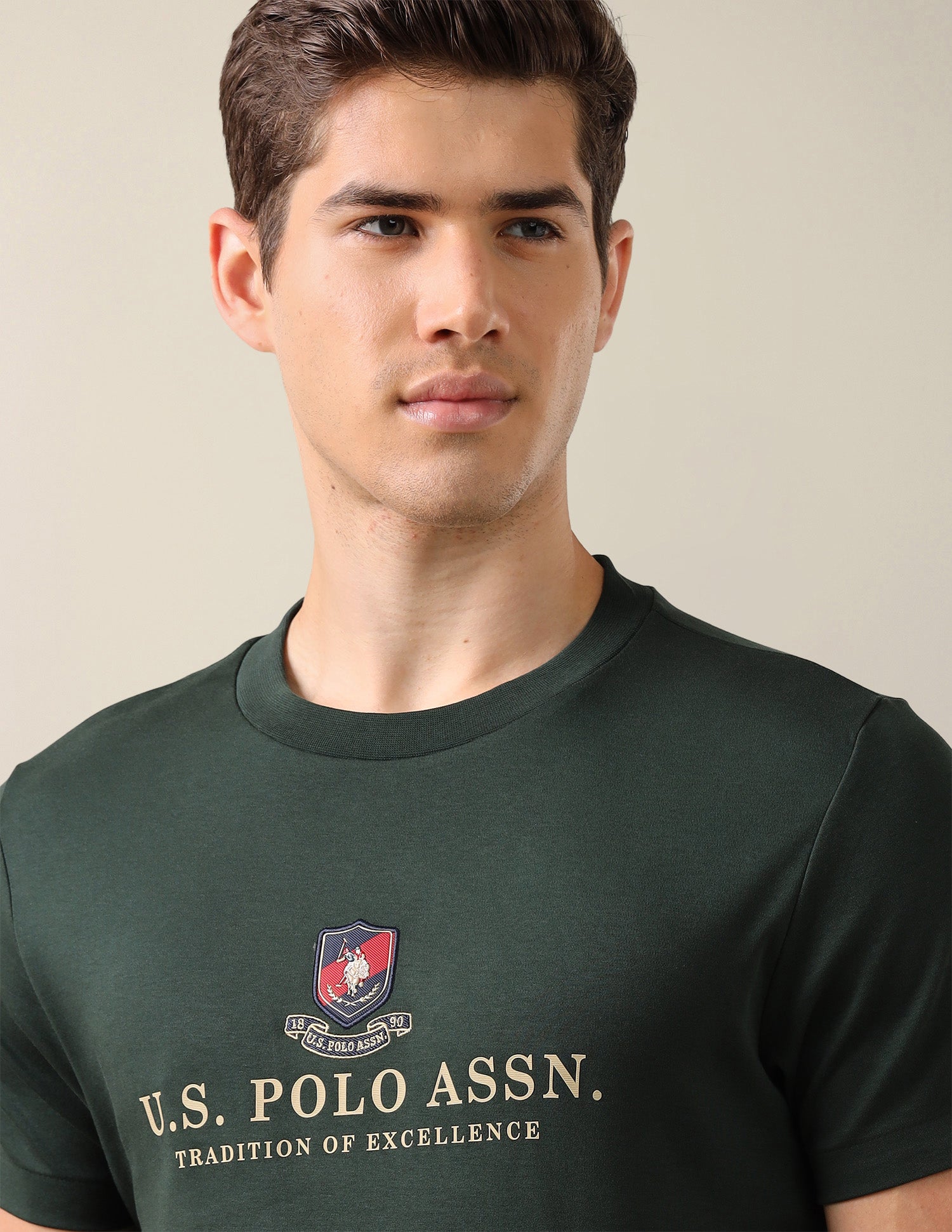 Brand Printed Slim Fit T-Shirt Dark Green - U.S. Polo Assn. India | Large