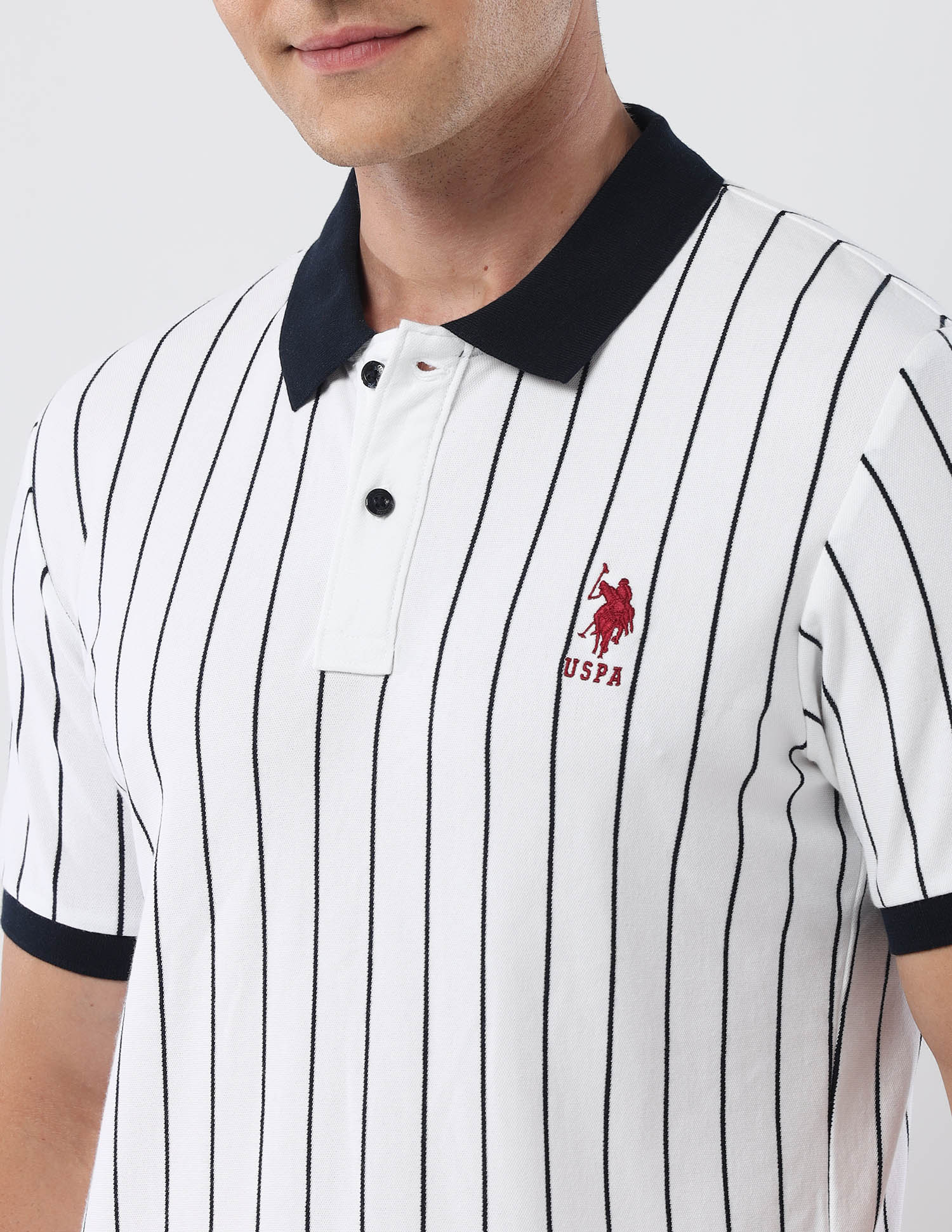 Vertical Striped 135 Anniversary Polo Shirt White - U.S. Polo Assn. India | Large