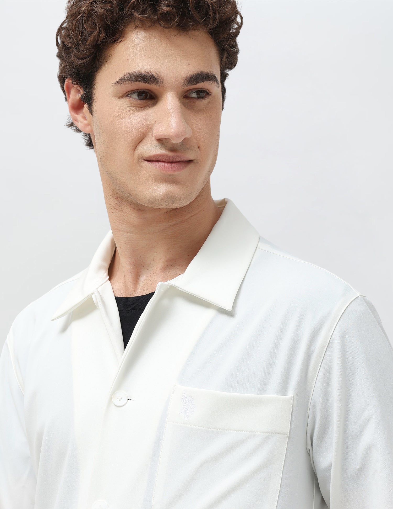 Solid Regular Fit Shacket White - U.S. Polo Assn. India | Large