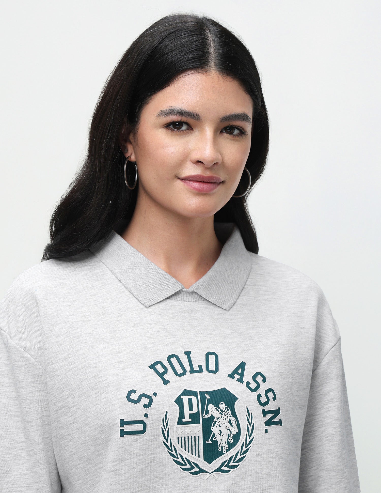 Grpahic Brand Printed Relaxed Fit Sweatshirt Grey - U.S. Polo Assn. India | Large