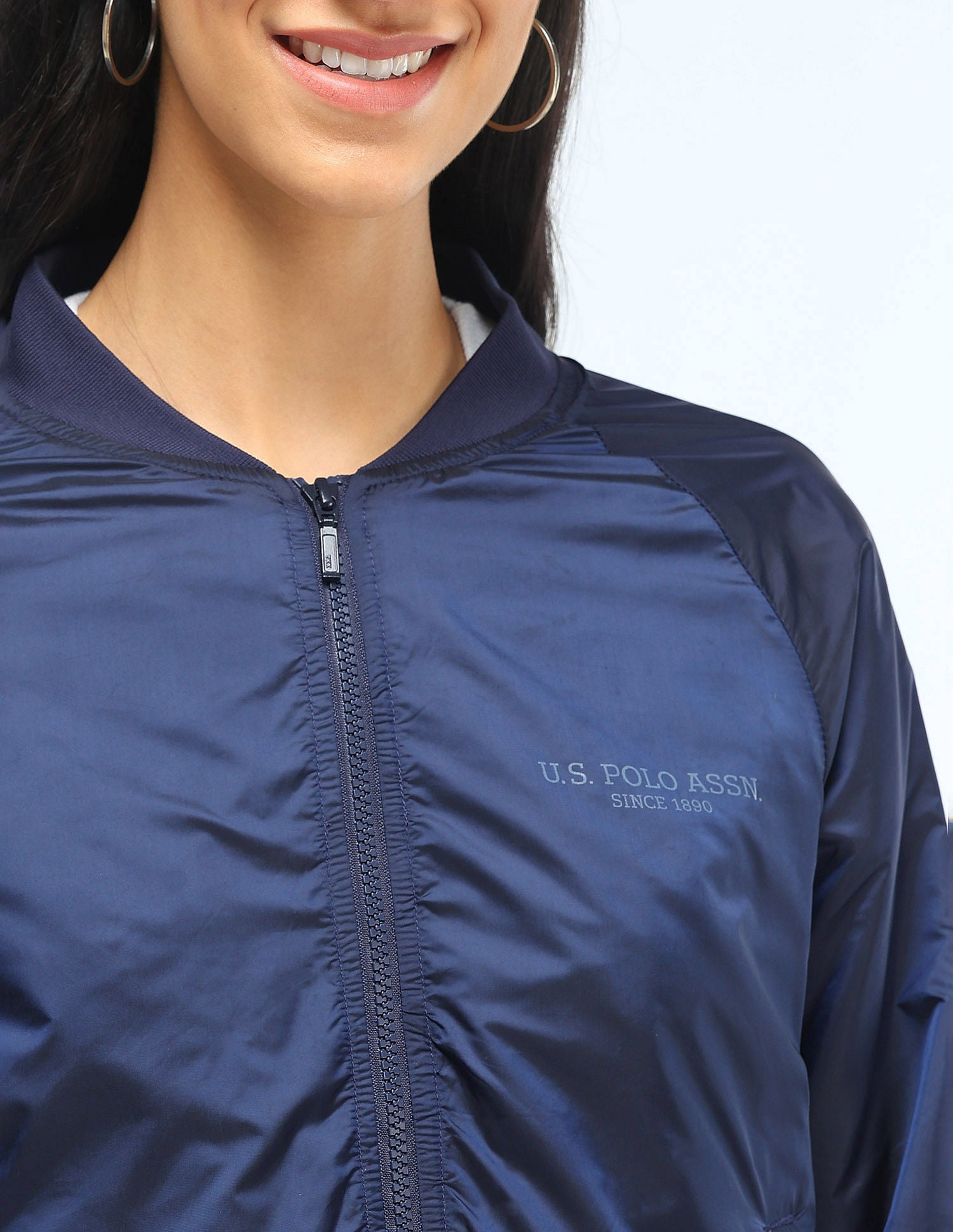 Metallic Regular Fit Bomber Jacket Navy - U.S. POLO ASSN. | Large