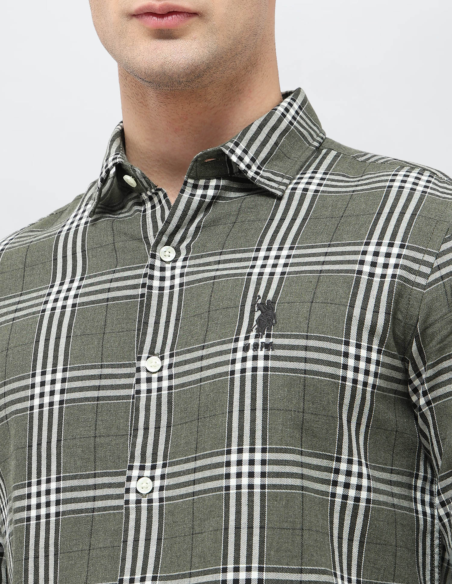 Twill Tartan Checked Shirt Light Olive - U.S. POLO ASSN. | Large