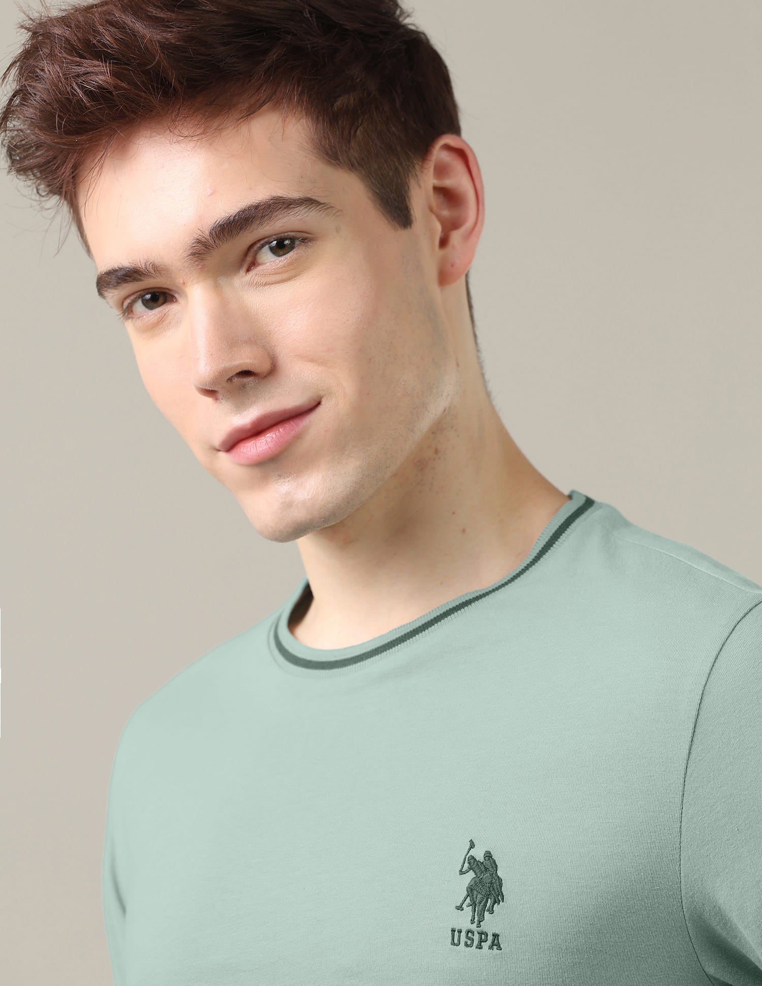 Solid Regular Fit T-Shirt Green - U.S. Polo Assn. India | Large