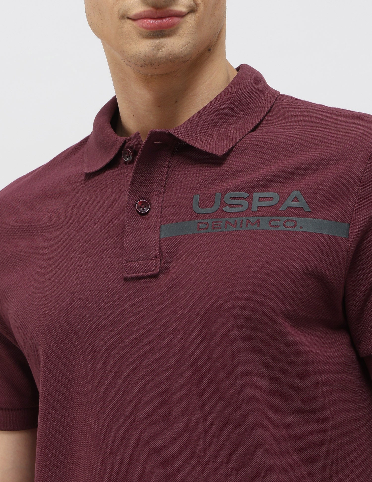 Pure Cotton Muscle Fit Polo Shirt Maroon - U.S. Polo Assn. India | Large