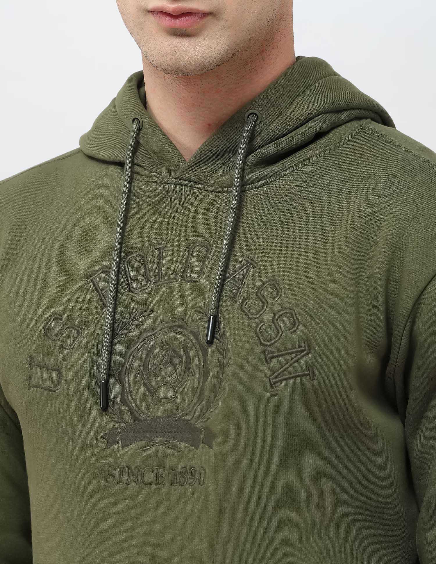 Brand Embroidered Hooded Sweatshirt Olive - U.S. POLO ASSN. | Large