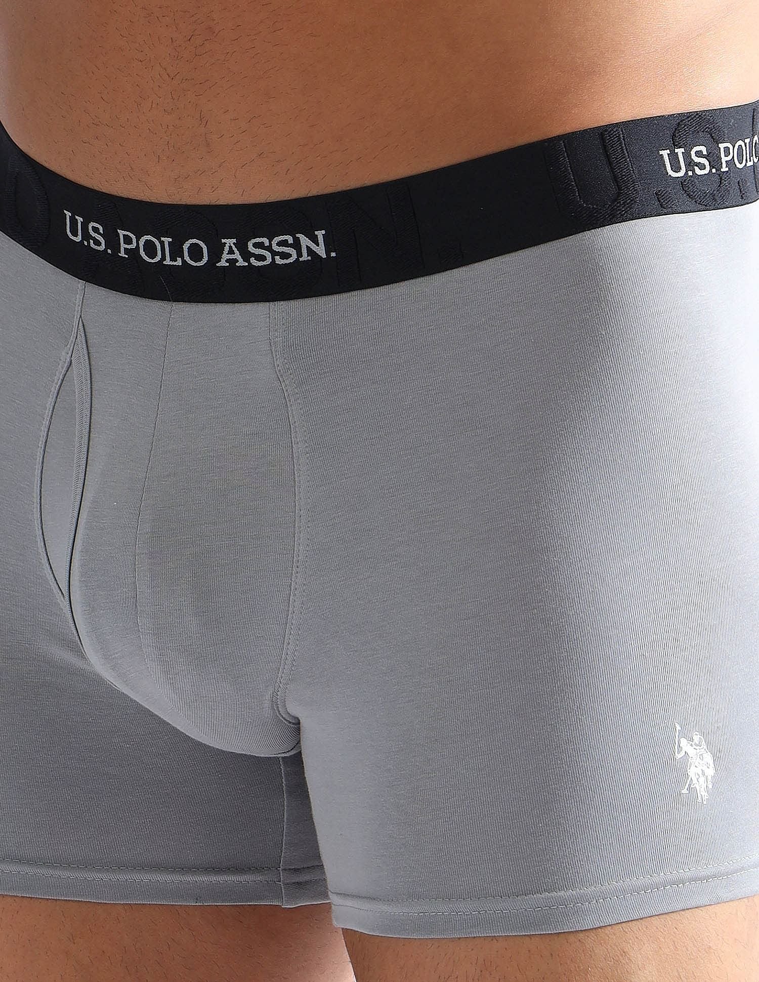 Anti Microbial Solid ET007 Trunks - Pack of 1 Grey - U.S. POLO ASSN. | Large