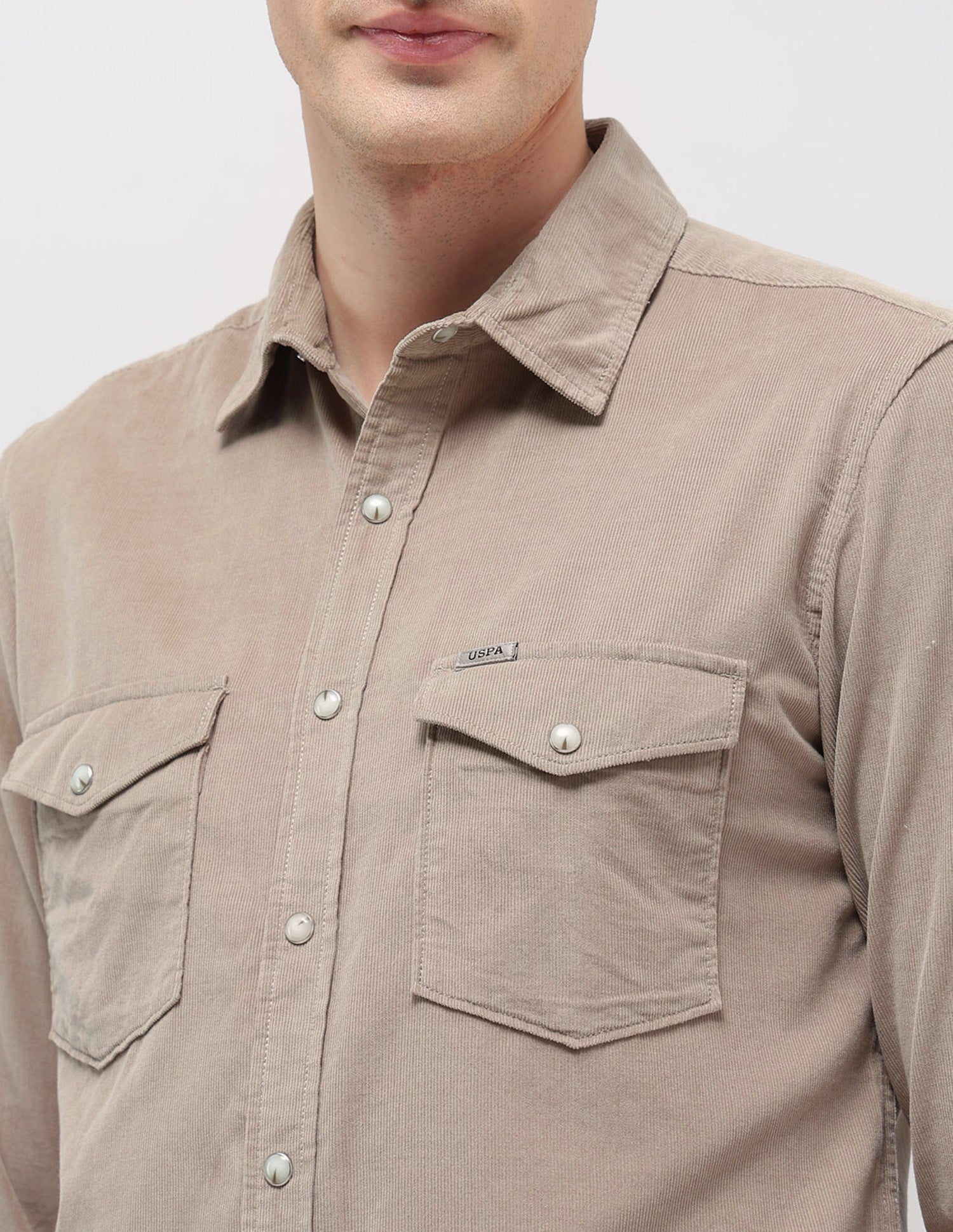 Corduroy Slim Fit Shirt Khaki - U.S. POLO ASSN. | Large