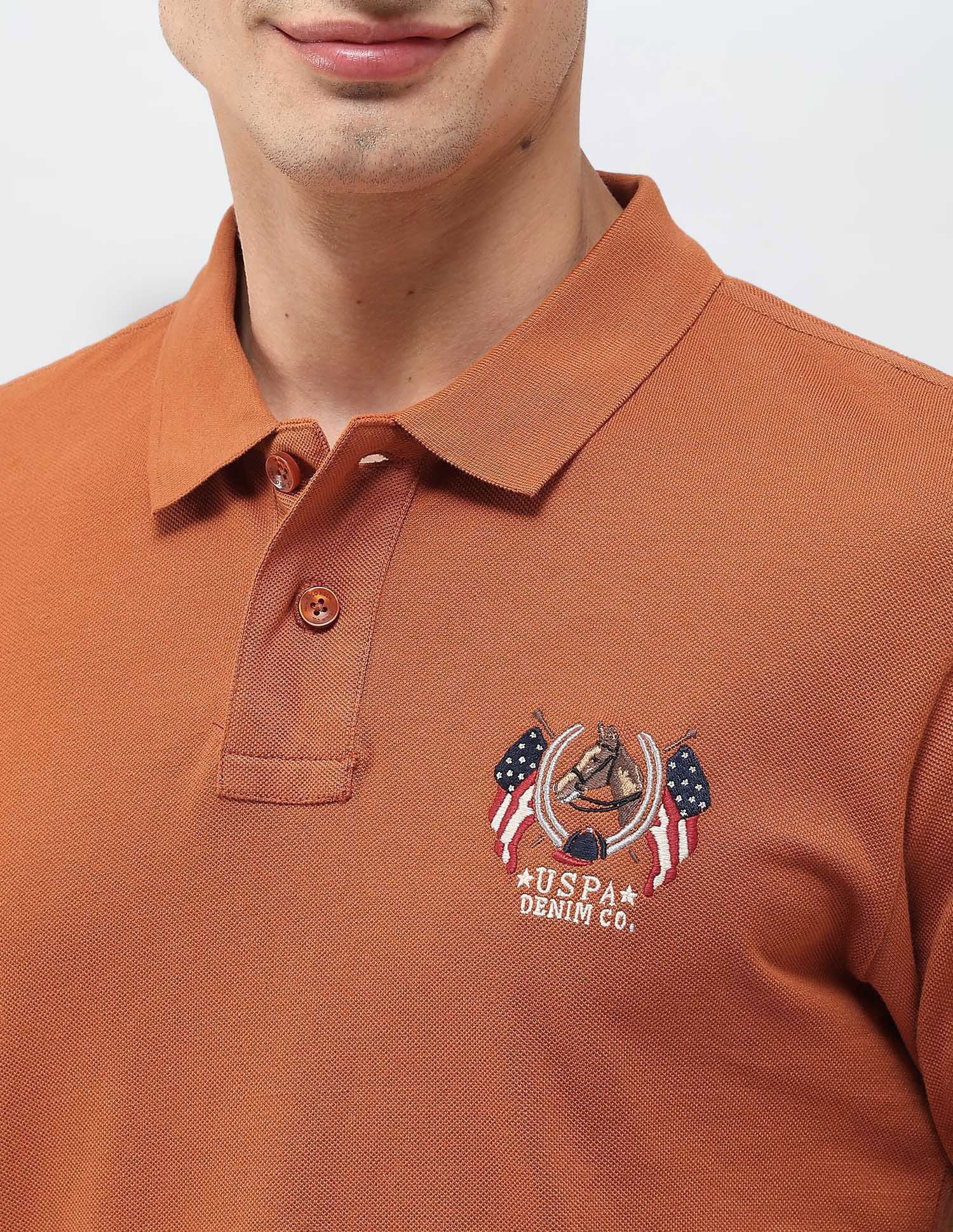 Solid Muscle Fit Polo Shirt Rust - U.S. POLO ASSN. | Large