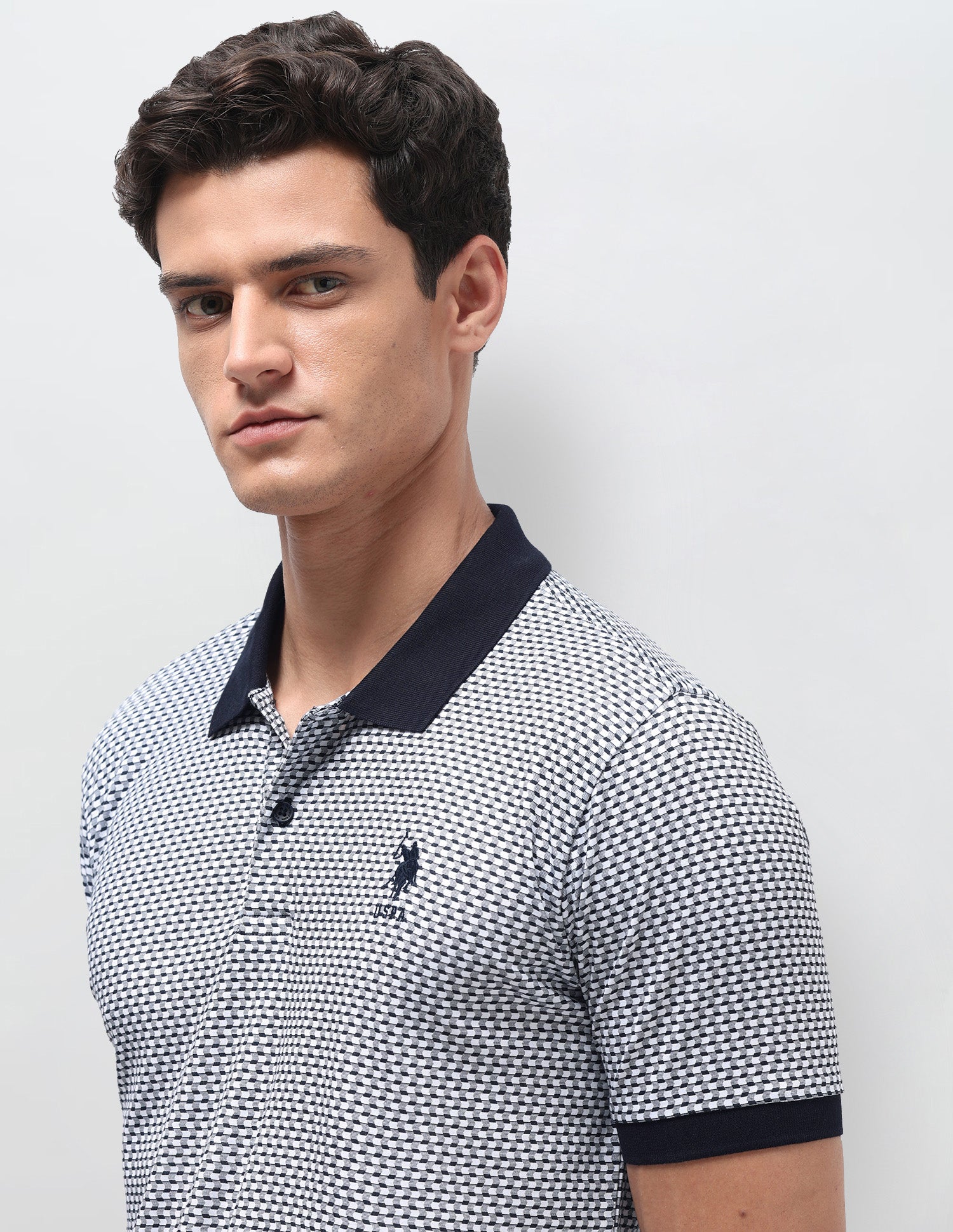 Geometric Printed Slim Fit Polo Shirt Navy - U.S. Polo Assn. India | Large