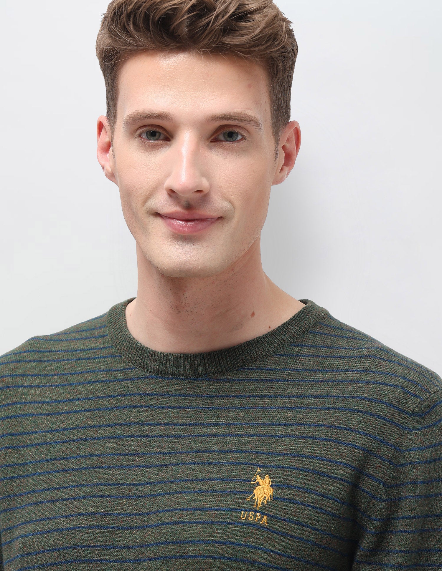 Horizontal Striped Regular Fit Sweater Olive - U.S. Polo Assn. India | Large