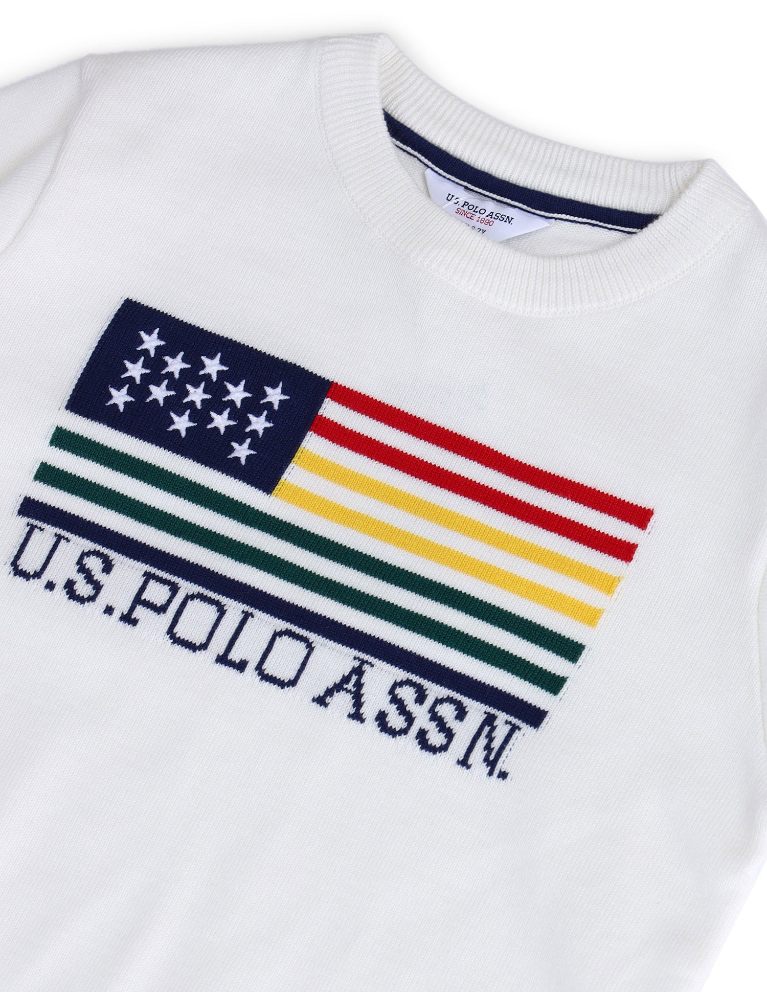 Boys Printed Regular Fit Sweater White - U.S. POLO ASSN. | Large