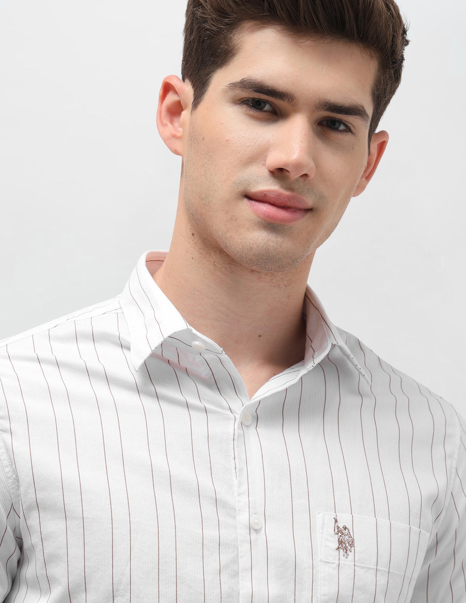 Dobby Vertical Striped Shirt White - U.S. Polo Assn. India | Large