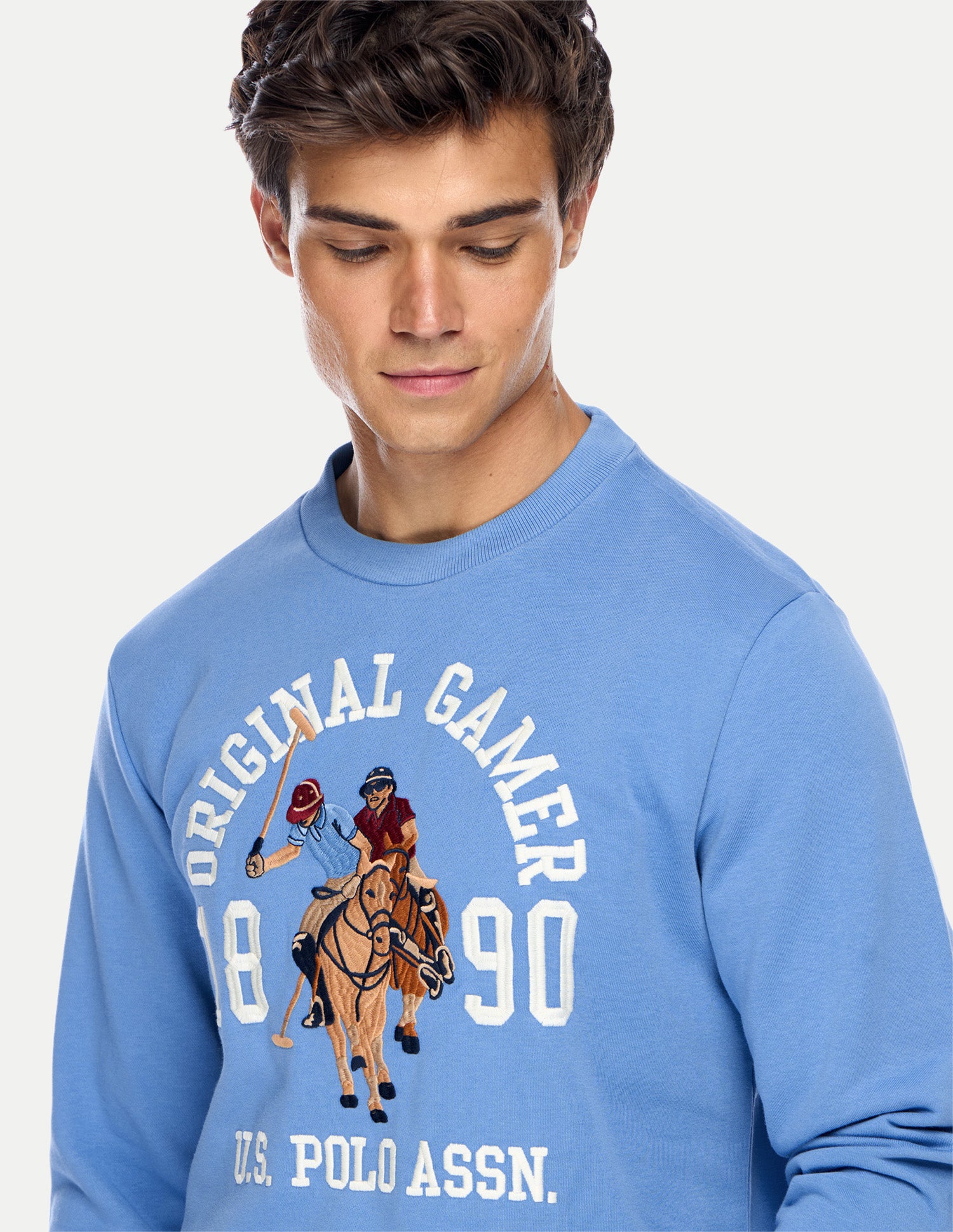 Graphic Brand Printed Regular Fit Sweatshirt Light Blue - U.S. Polo Assn. India | Large