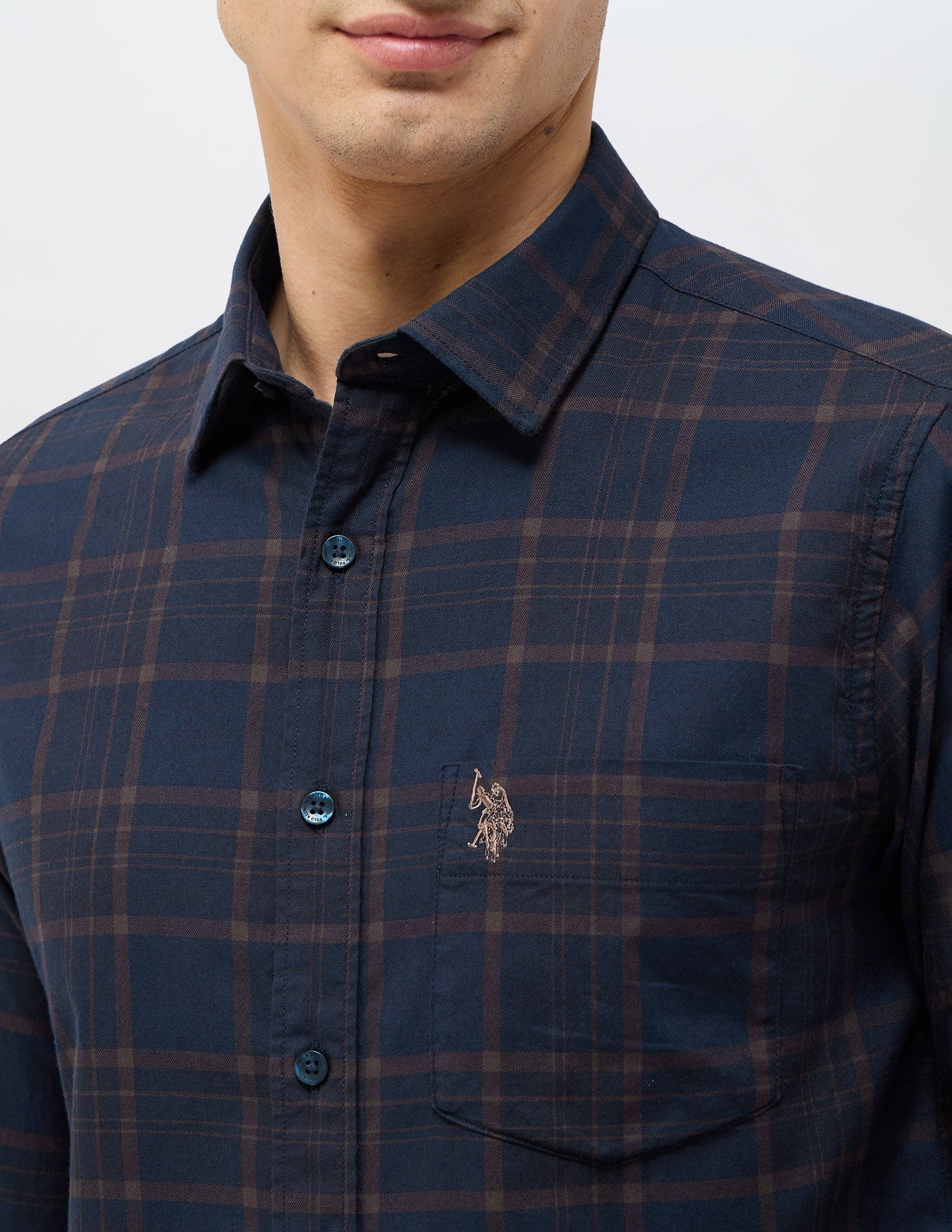 Tailored Fit Tartan Checked Shirt Navy - U.S. POLO ASSN. | Large