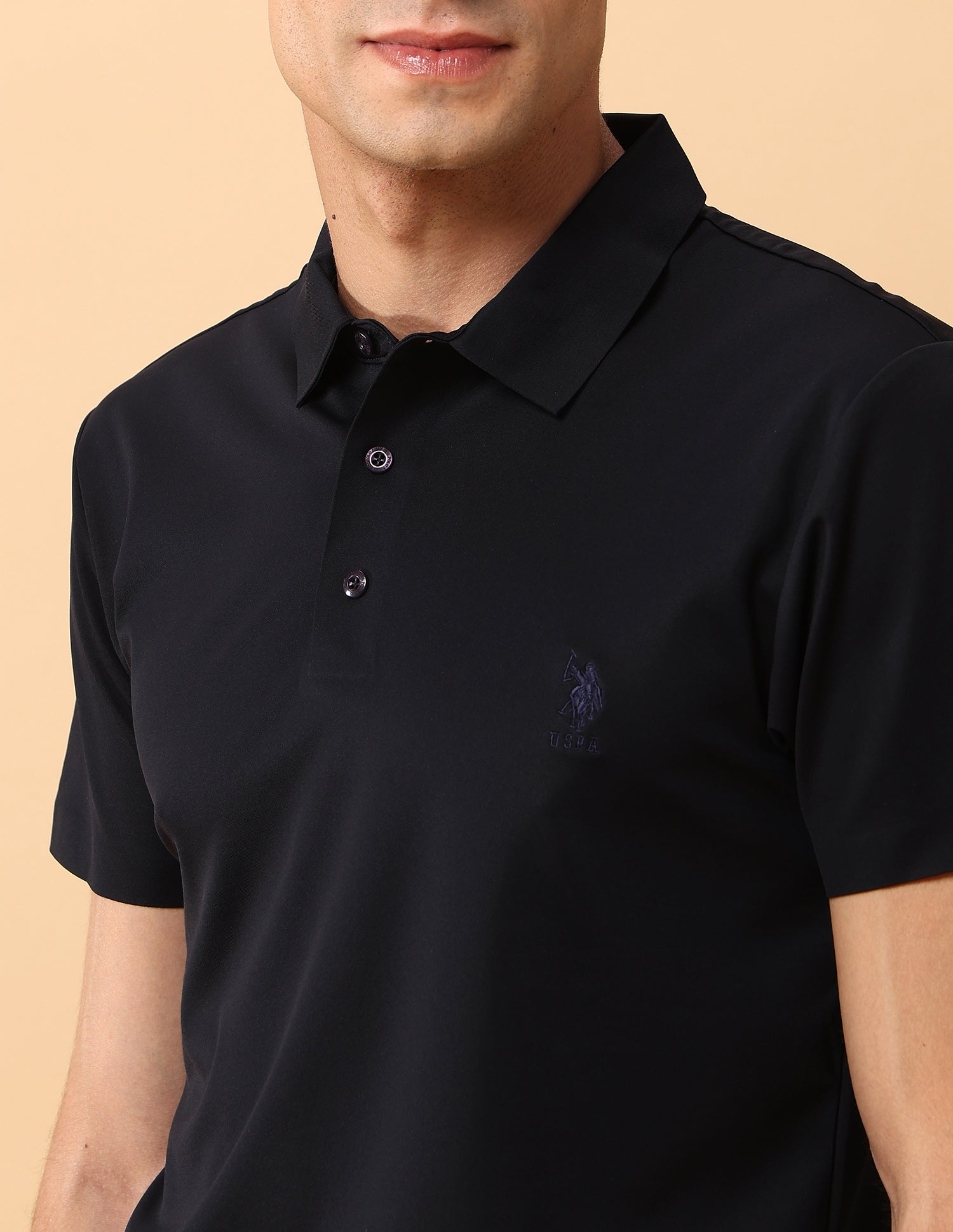 Pacho X Slim Fit Solid Polo Shirt Navy - U.S. Polo Assn. India | Large