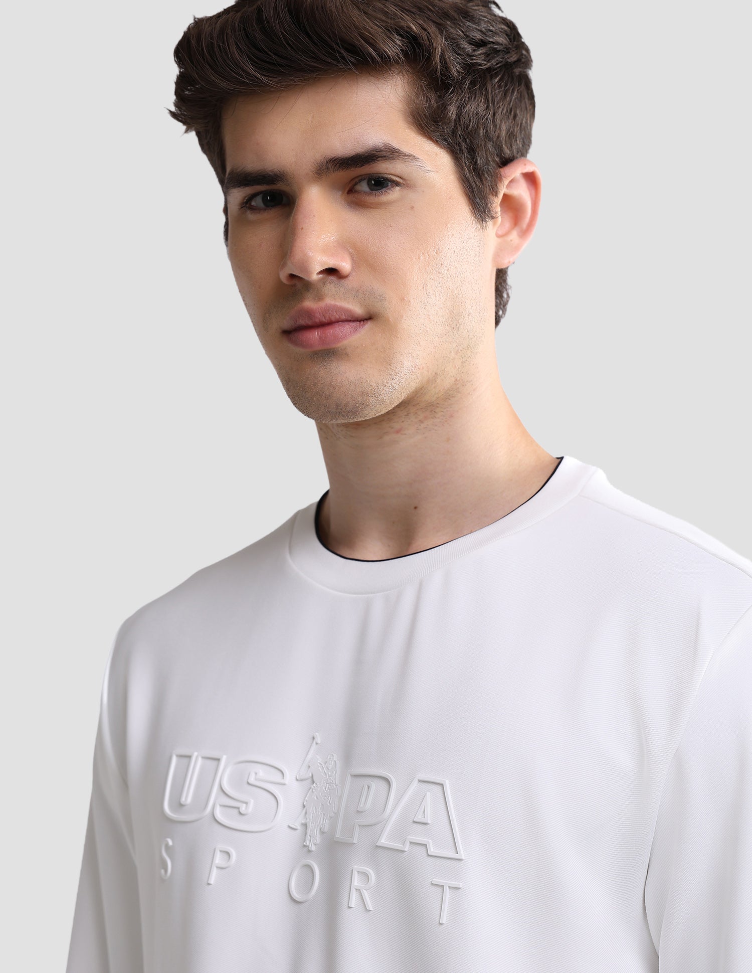 Brand Embossed Slim Fit Active Sweatshirt White - U.S. Polo Assn. India | Large
