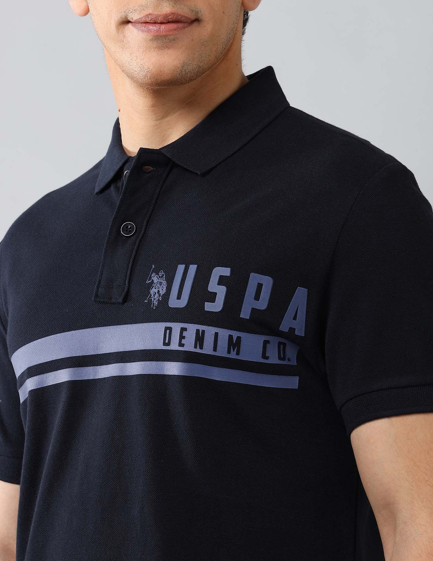 Brand Printed Muscle Fit Polo Shirt Navy - U.S. POLO ASSN. | Large
